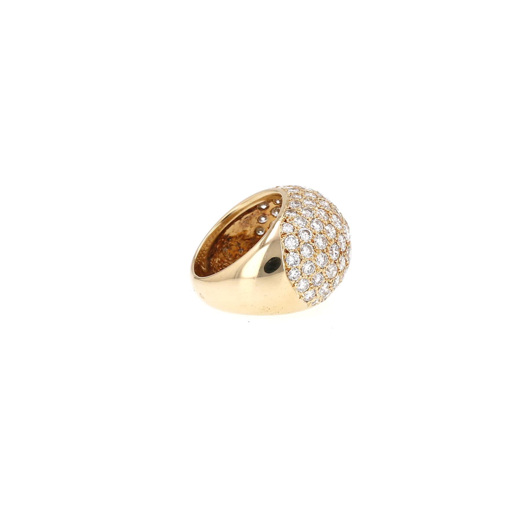 Vintage   1980's boule ring in yellow gold and diamonds