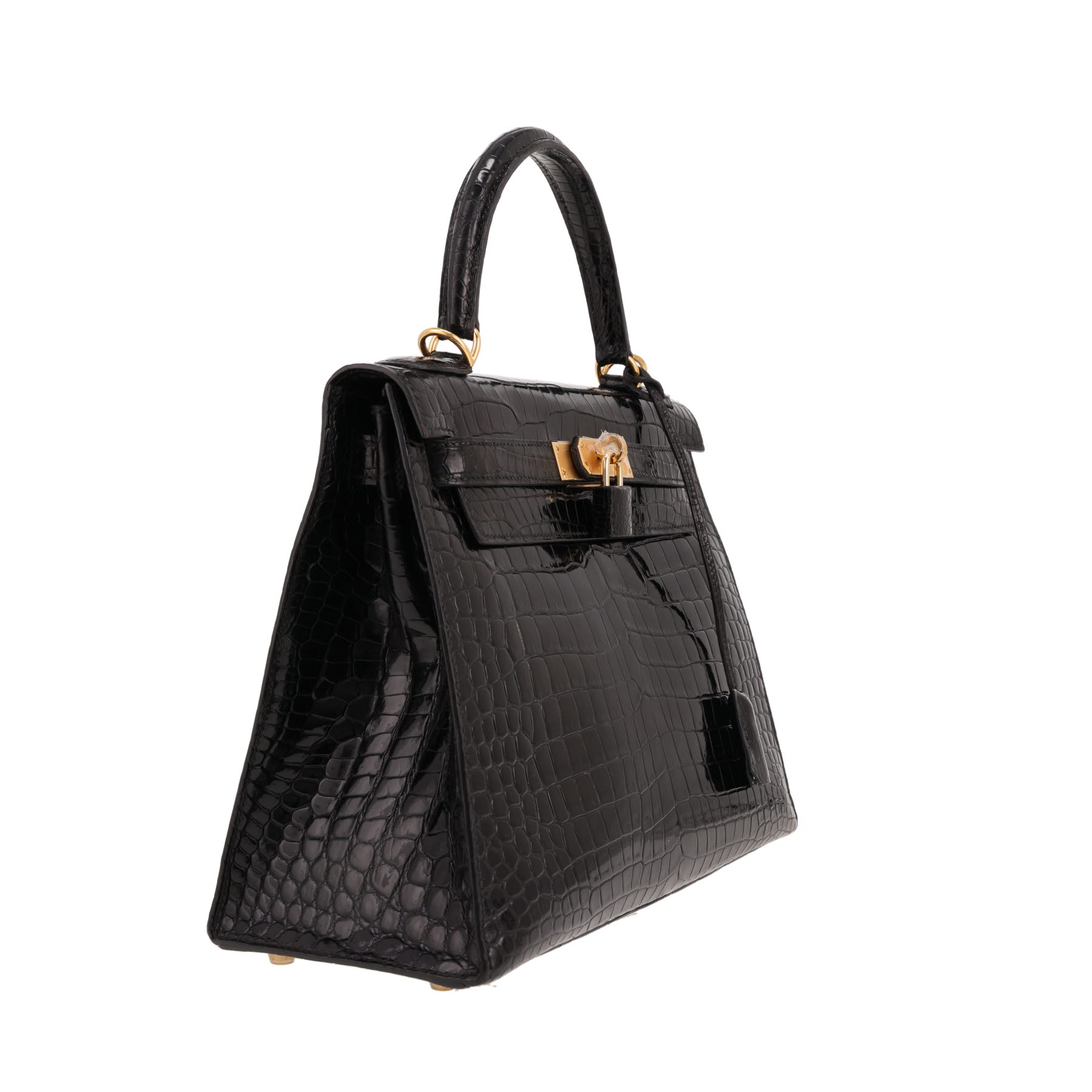 Borsa Hermès Kelly da 28 cm in coccodrillo porosus Noir