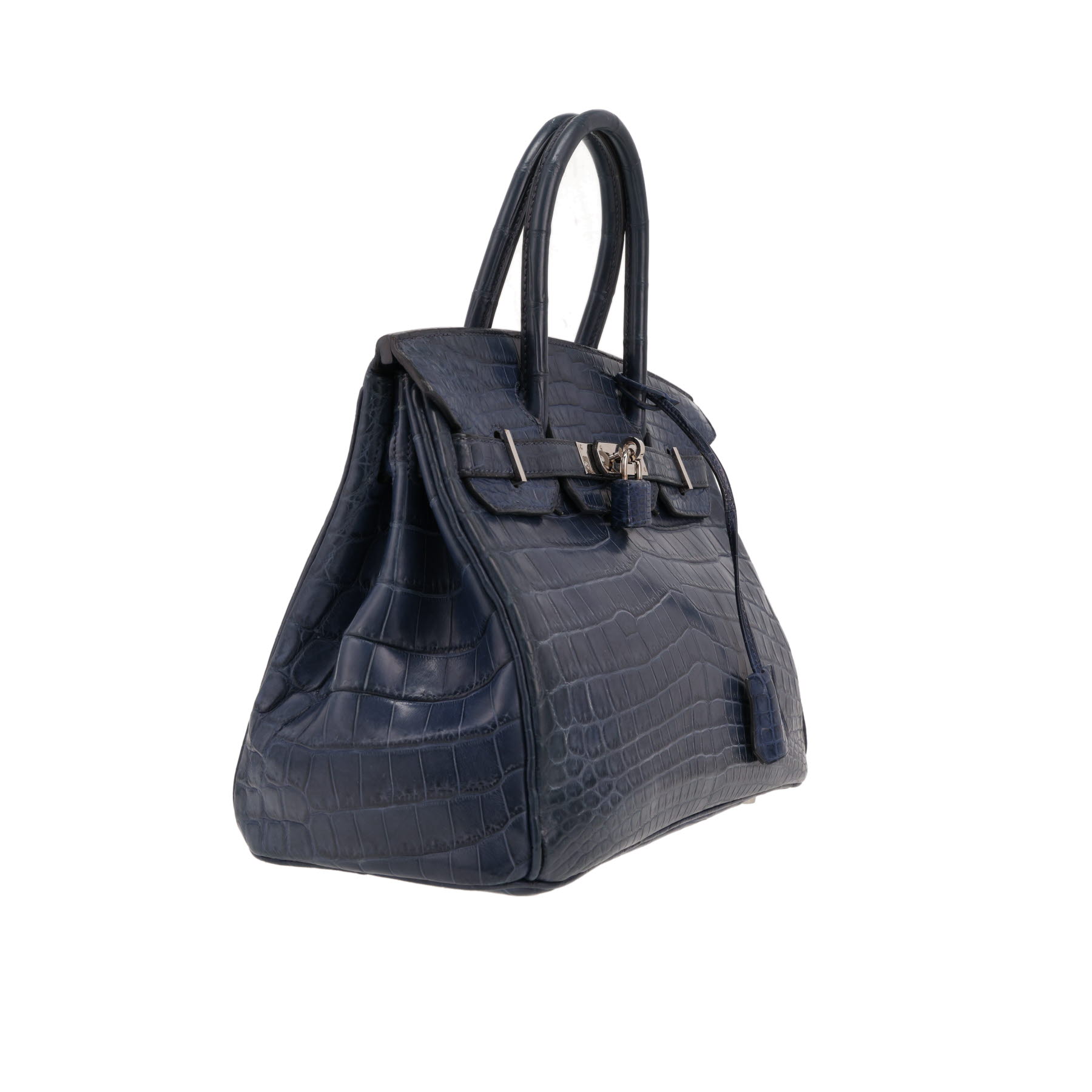 Sac à main Hermès  Birkin 30 cm en crocodile niloticus Bleu Brighton