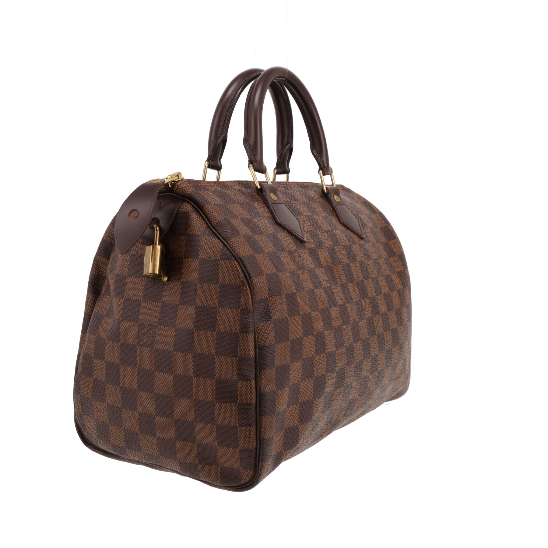 Borsa Louis Vuitton  Speedy 30 in tela a scacchi ebana e pelle marrone
