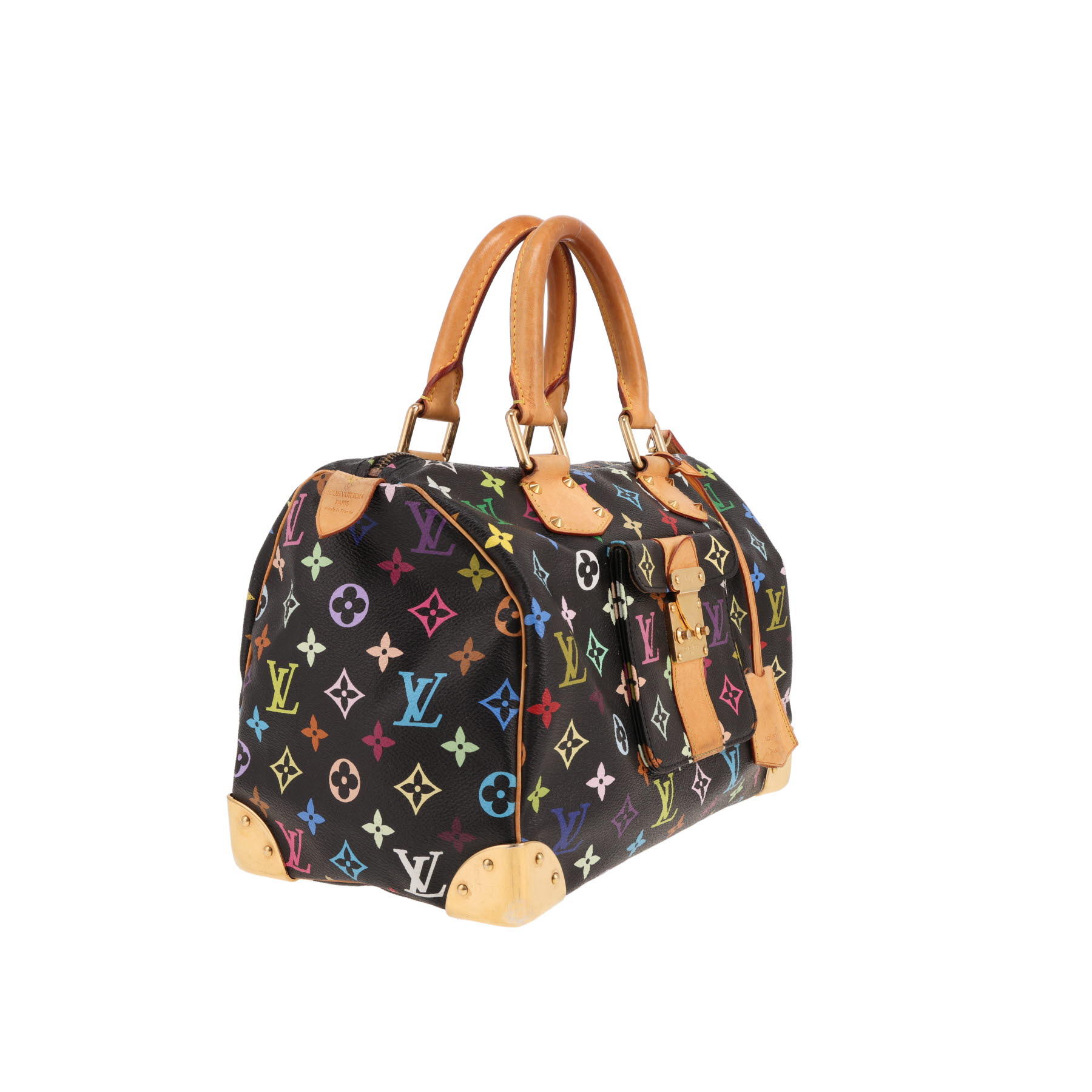 Louis Vuitton  Speedy 30 Édition Limitée handbag  in multicolor and black monogram canvas  and natural leather