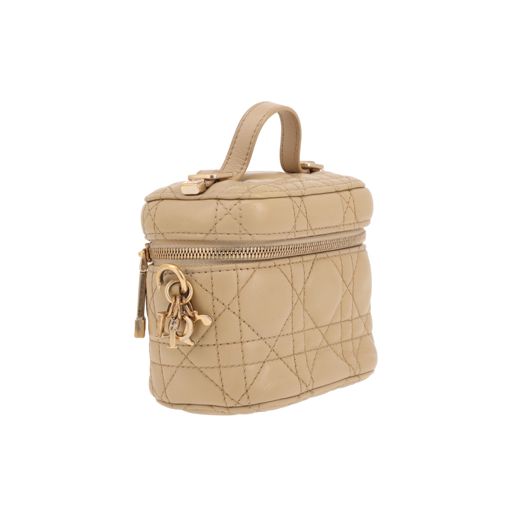 Dior  Travel Vanity mini  shoulder bag  in beige leather cannage