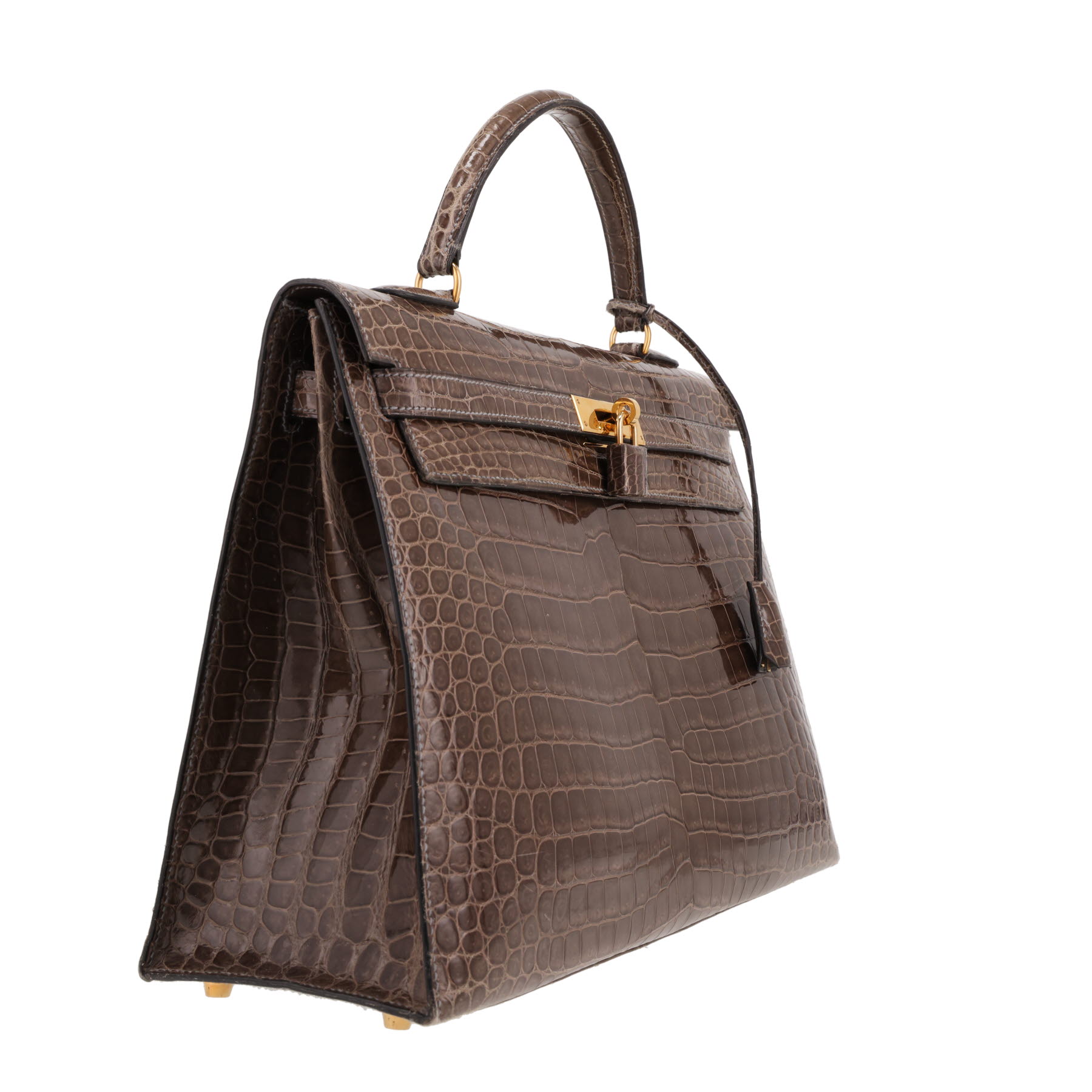 Hermès  Kelly 35 cm handbag  in grey porosus crocodile