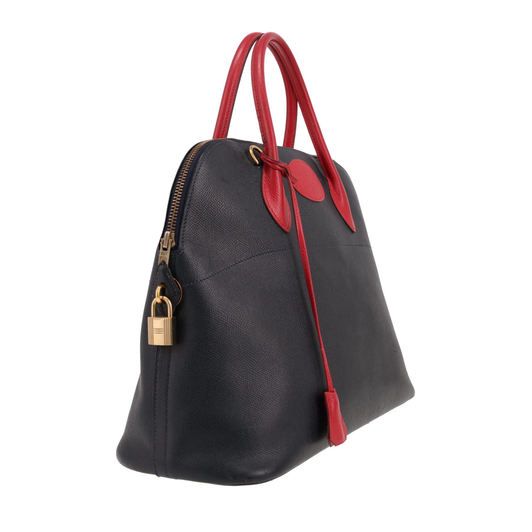Hermès  Bolide 35 cm handbag  in navy blue and red Courchevel leather