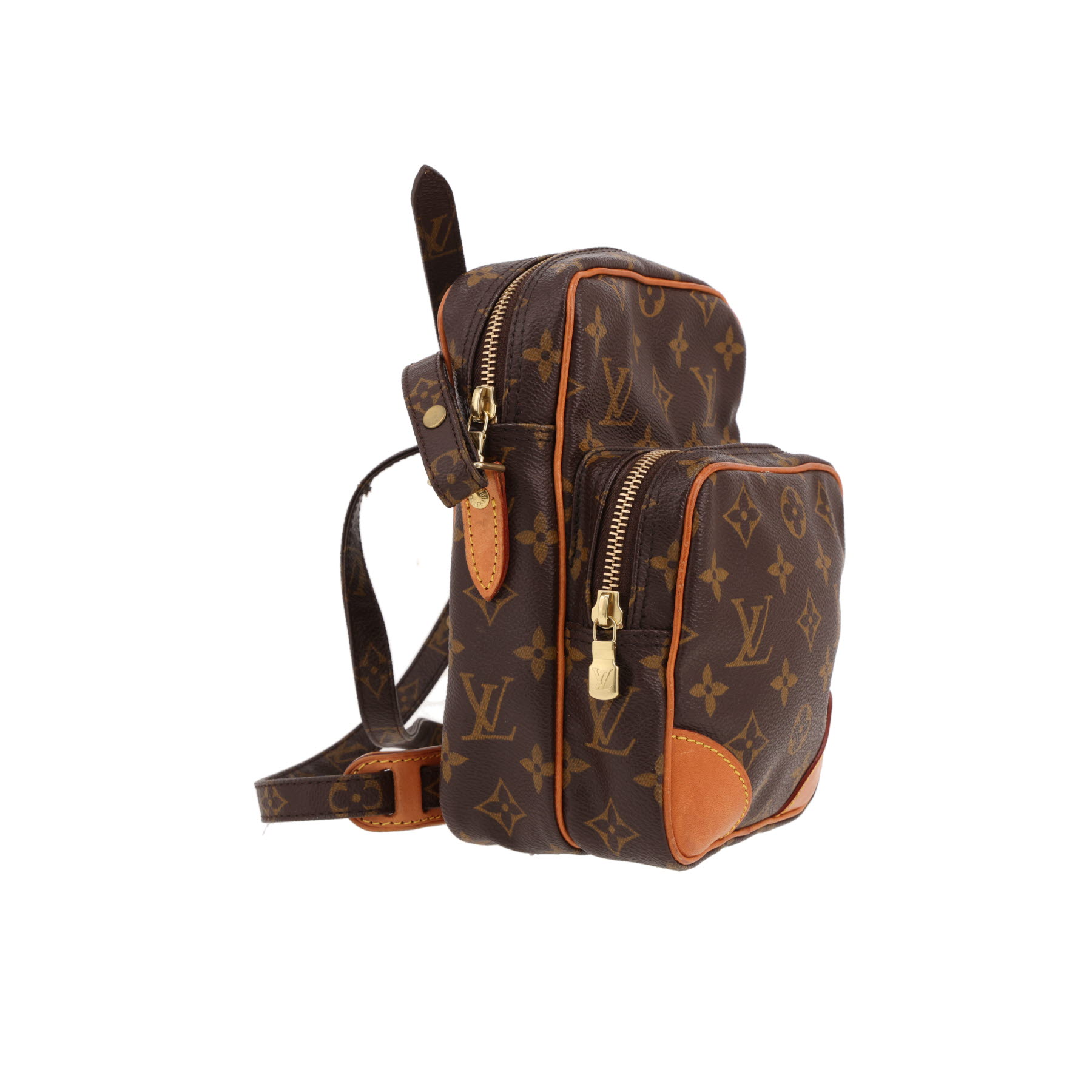 Sac bandoulière Louis Vuitton  Danube	 en toile monogram marron et cuir naturel