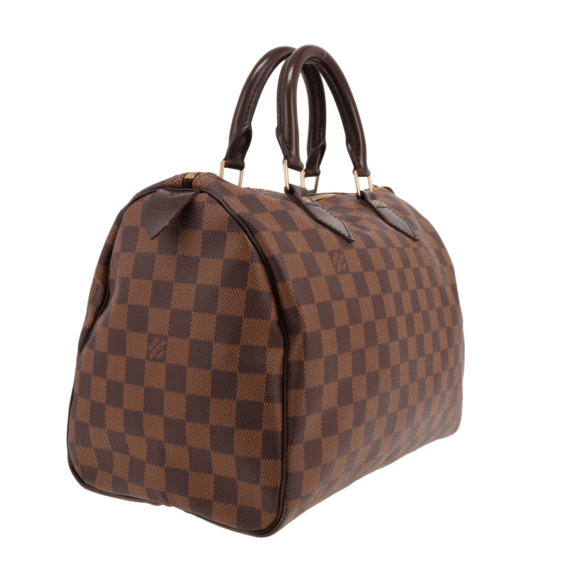Louis Vuitton  Speedy 30 handbag  in ebene damier canvas  and brown leather