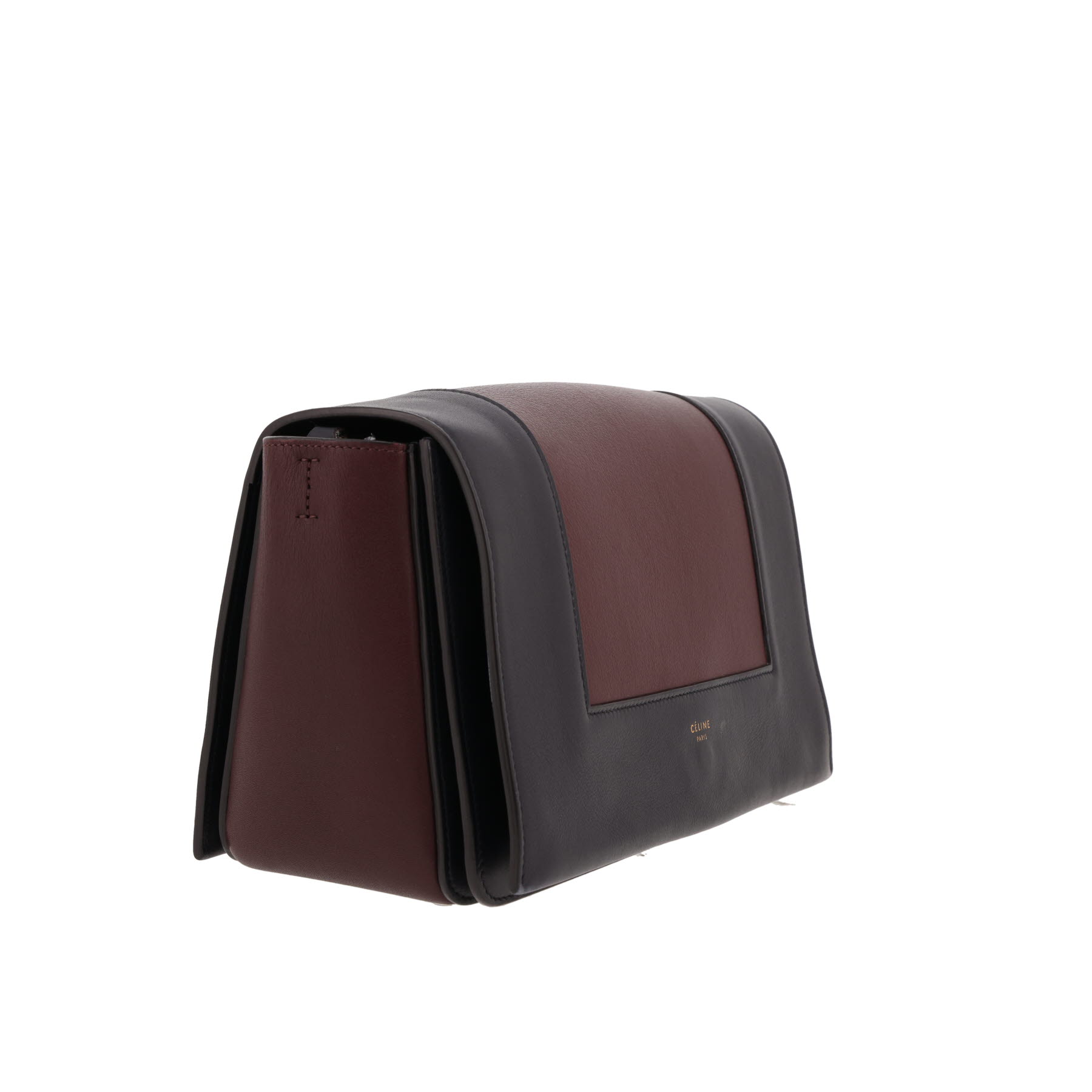 Celine  Frame shoulder bag  in navy blue and burgundy leather