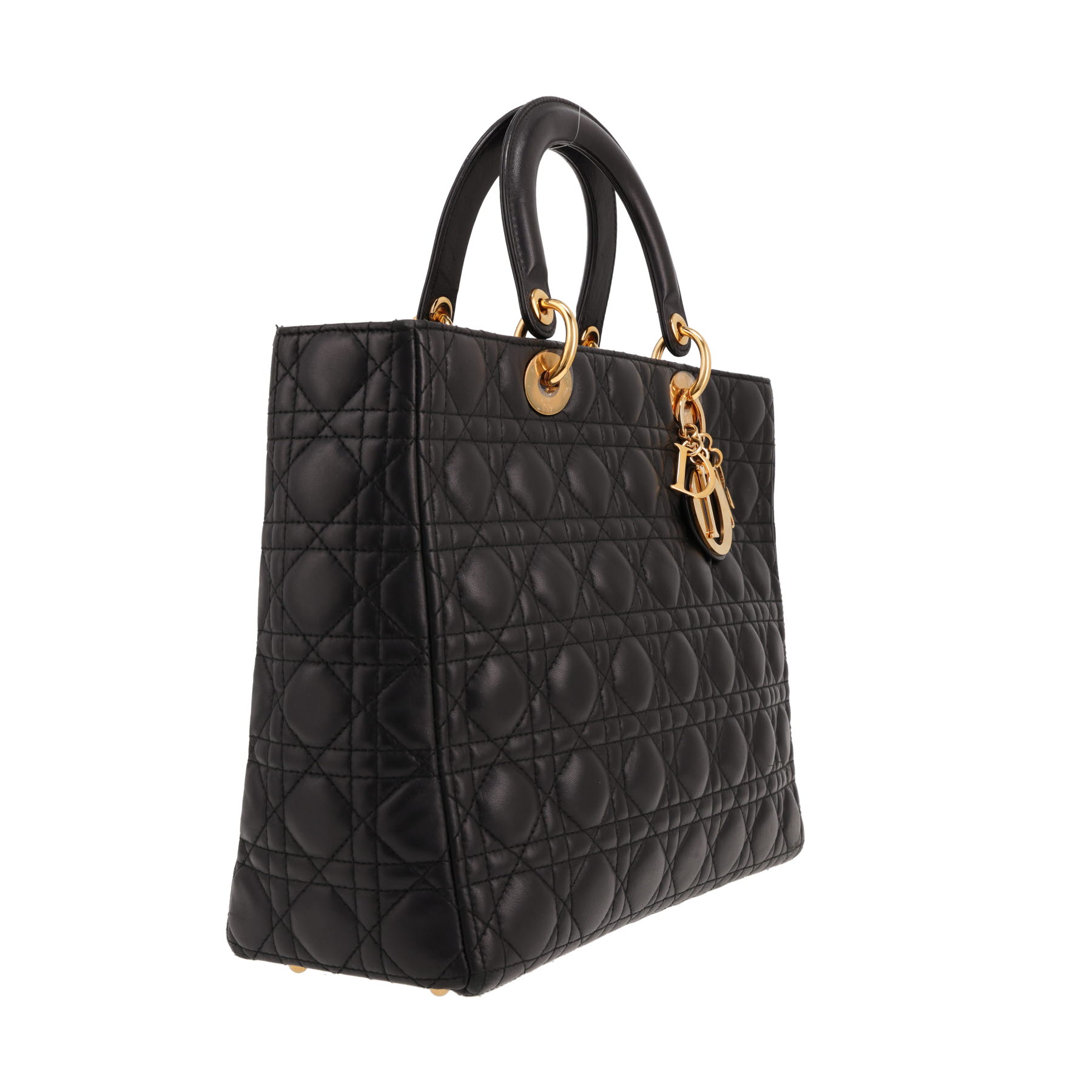 Dior  Lady Dior handbag  in black leather cannage