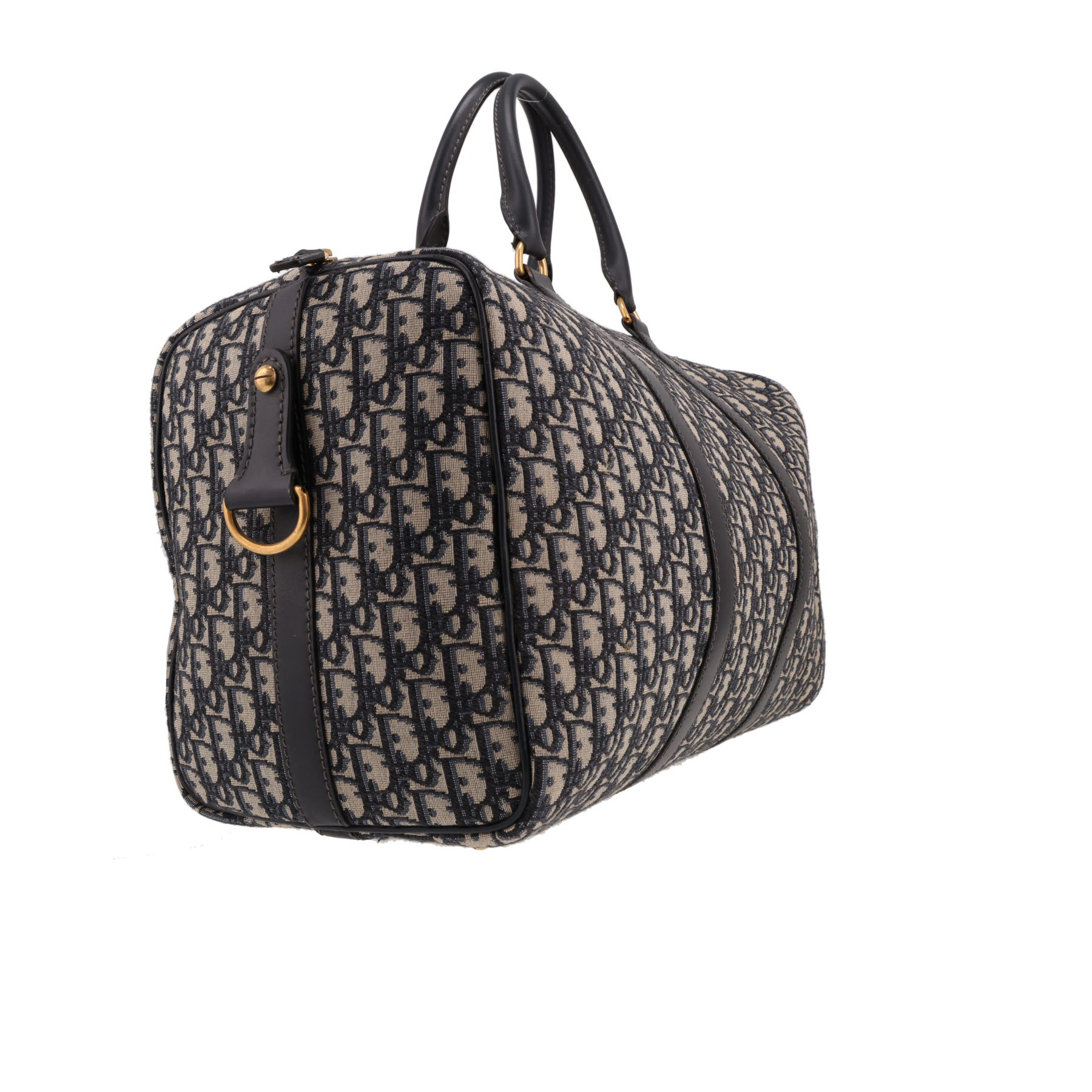 Bolsa de viaje Dior  Boston en lona Monogram Oblique azul y beige