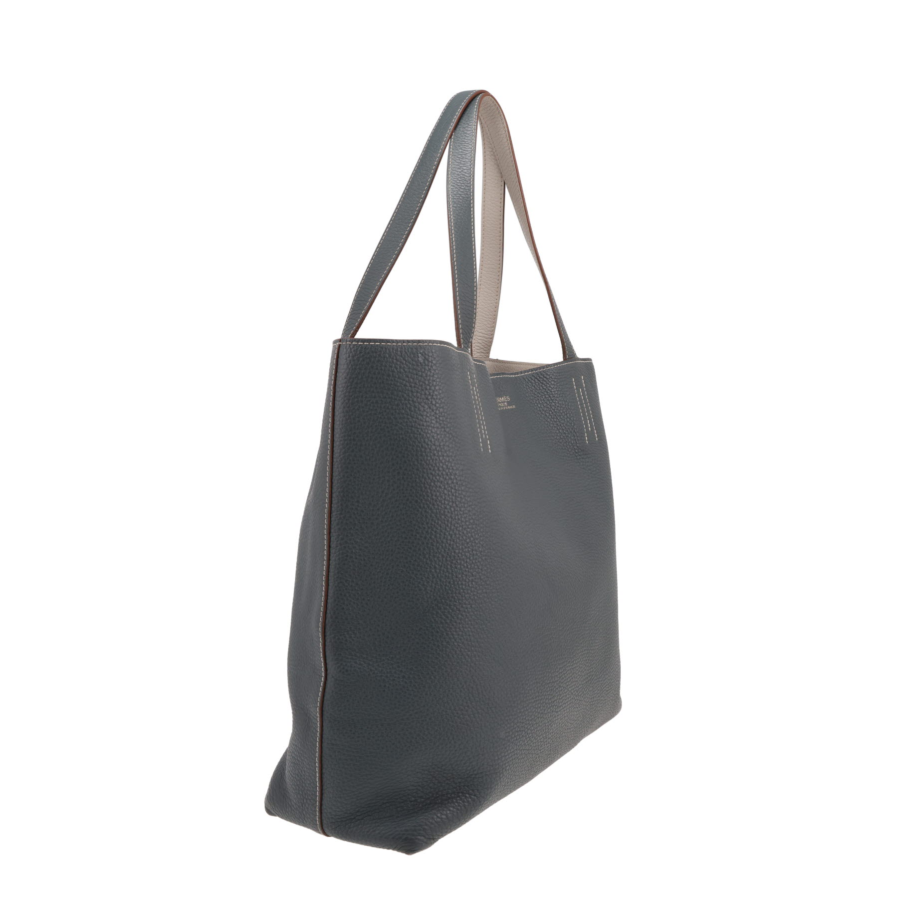 Sac cabas Hermès  Double Sens en cuir togo Bleu Orage et Bleu Glacier