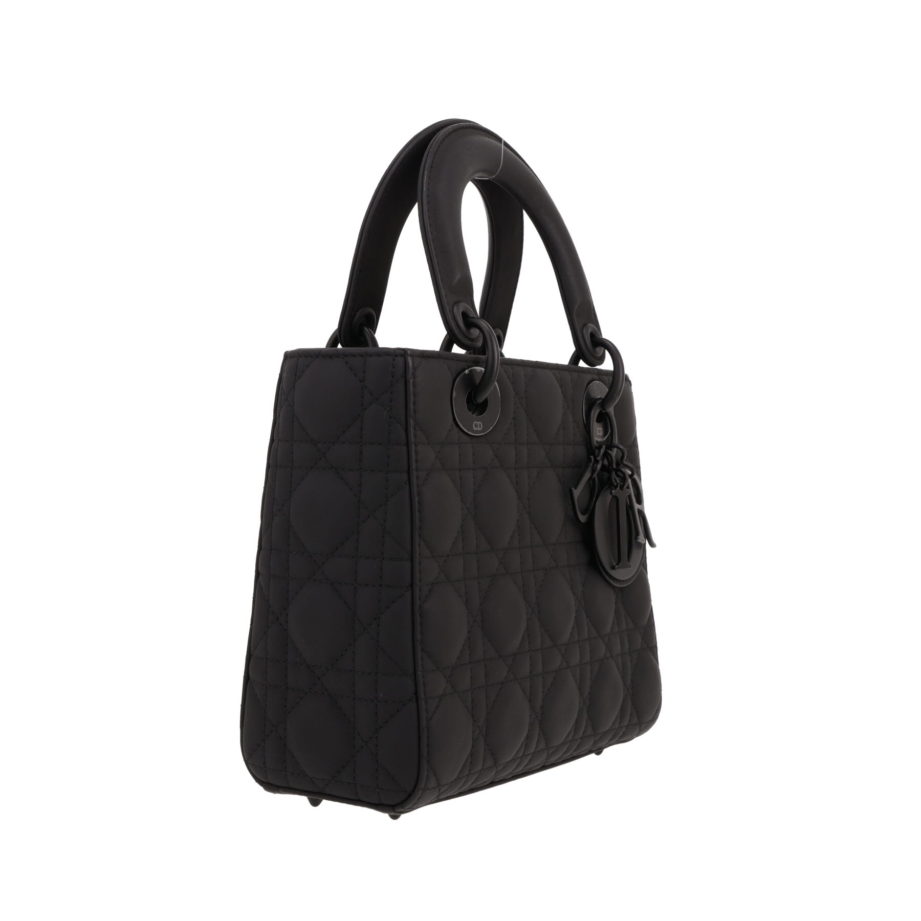 Bolso Dior «Lady Dior» de piel con relieve de mimbre negro