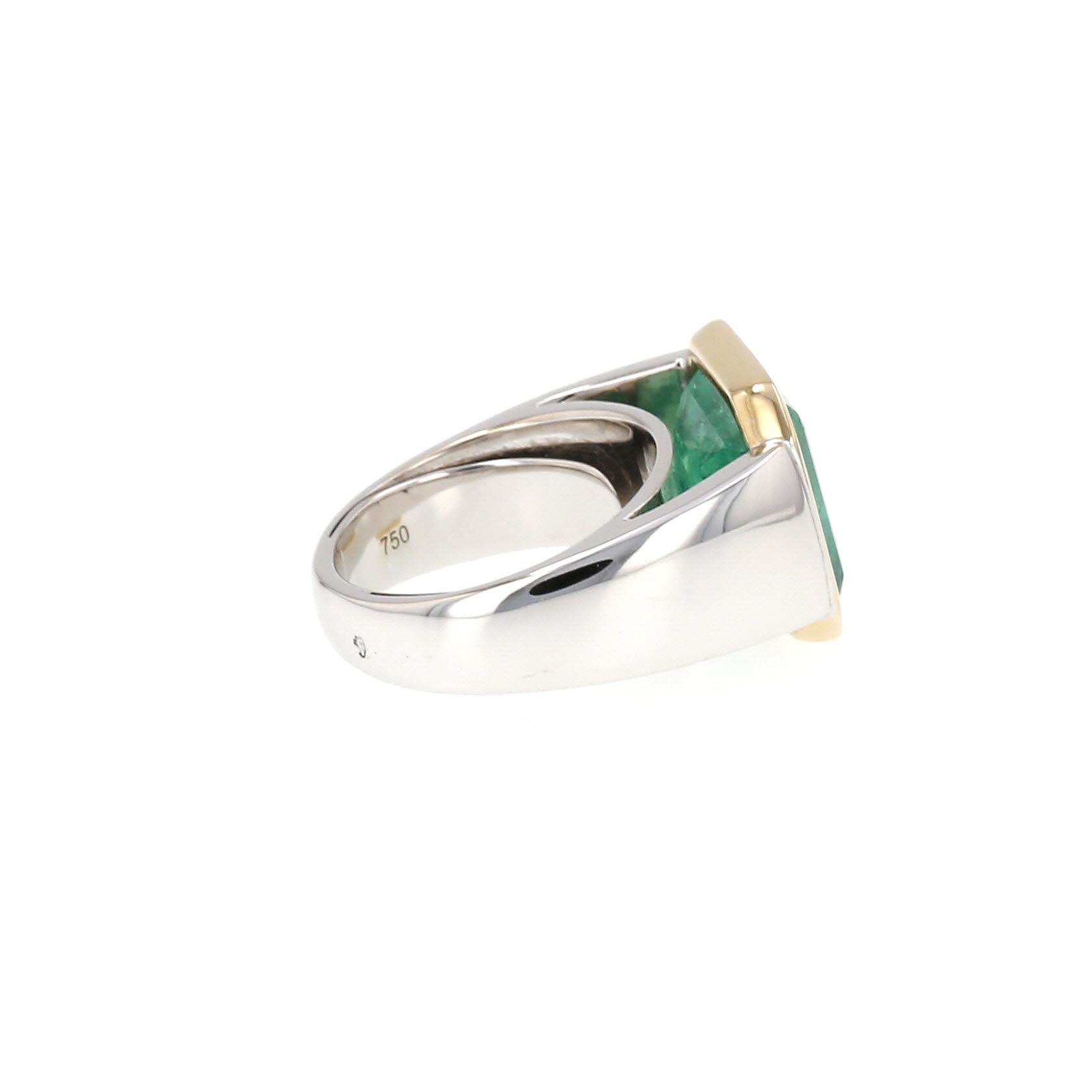 Poiray  signet ring in yellow gold, white gold and emerald