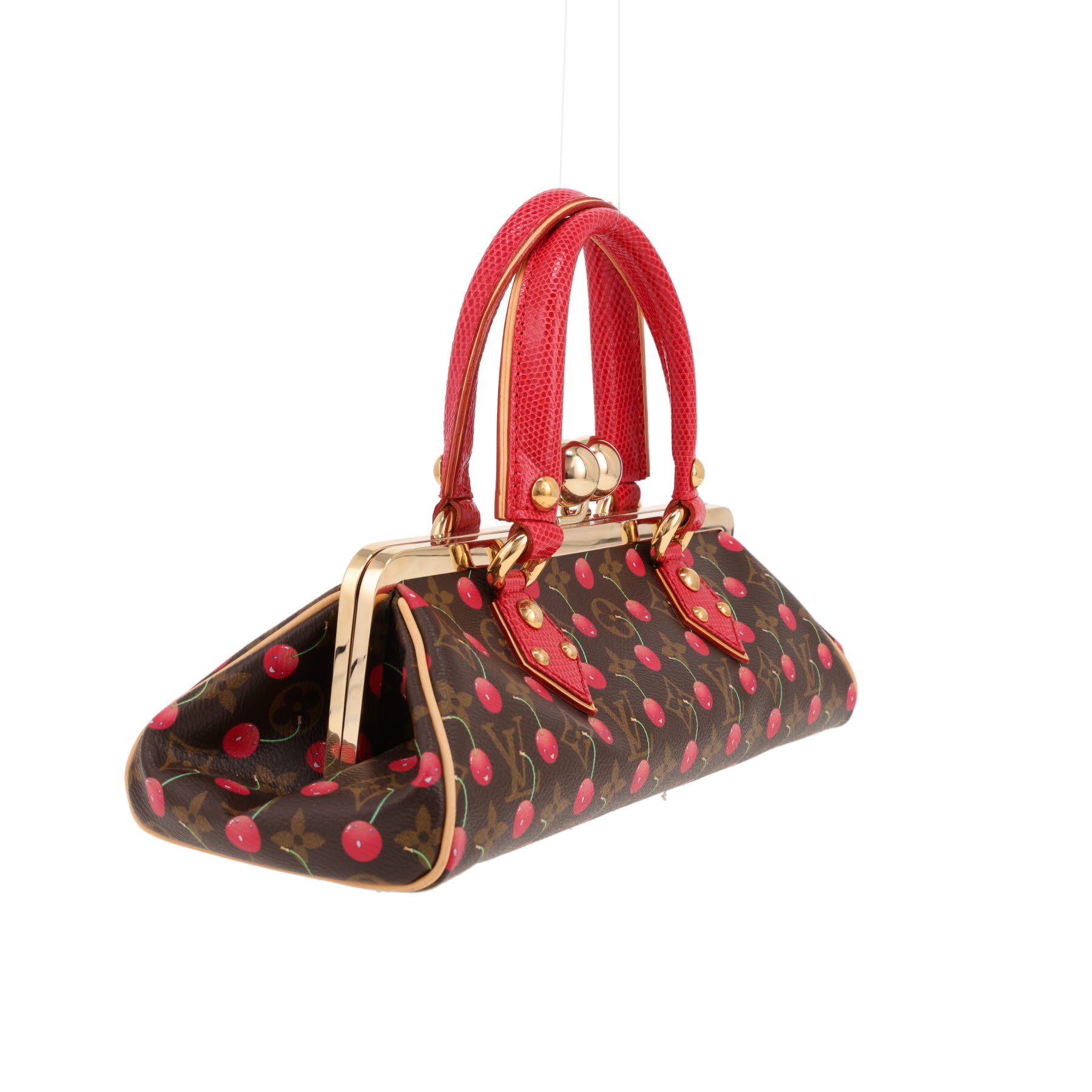 Sac à main Louis Vuitton  Editions Limitées en toile monogram marron et lézard rouge