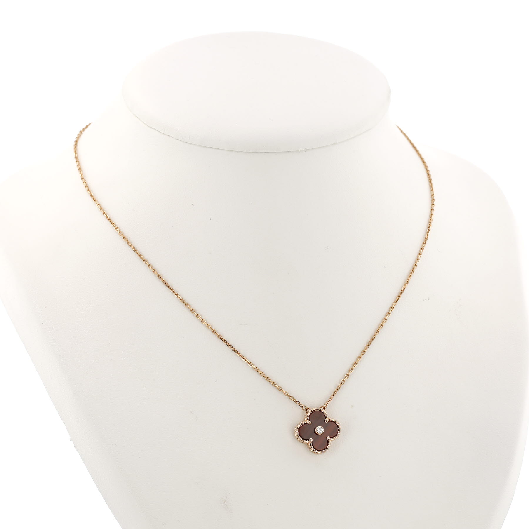 Van Cleef & Arpels Holiday Alhambra (2017) necklace in pink gold, bull eye and diamond