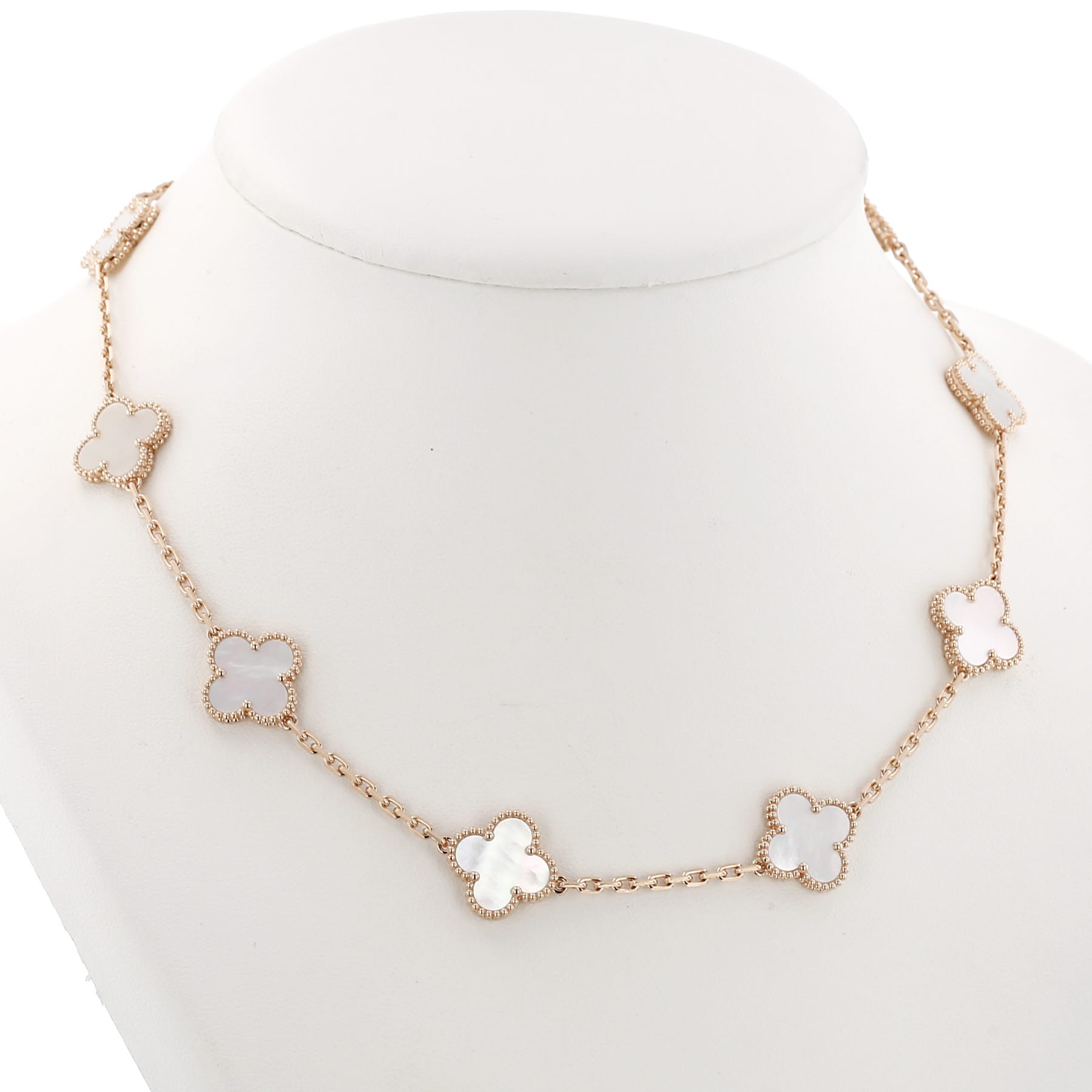 Collier Van Cleef & Arpels Vintage Alhambra en or rose et nacre blanche