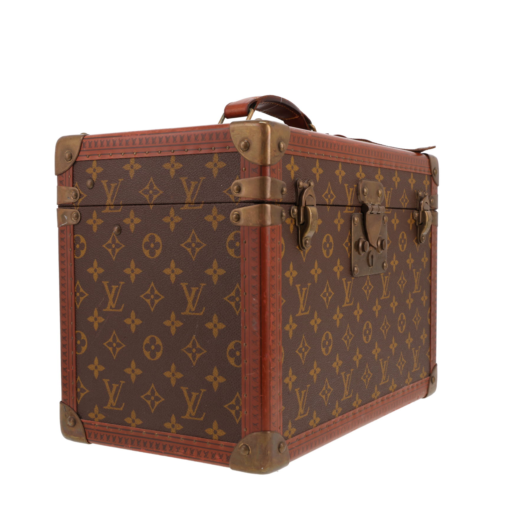 Vanity Louis Vuitton  Boîte à flacons en toile monogram marron et cuir naturel