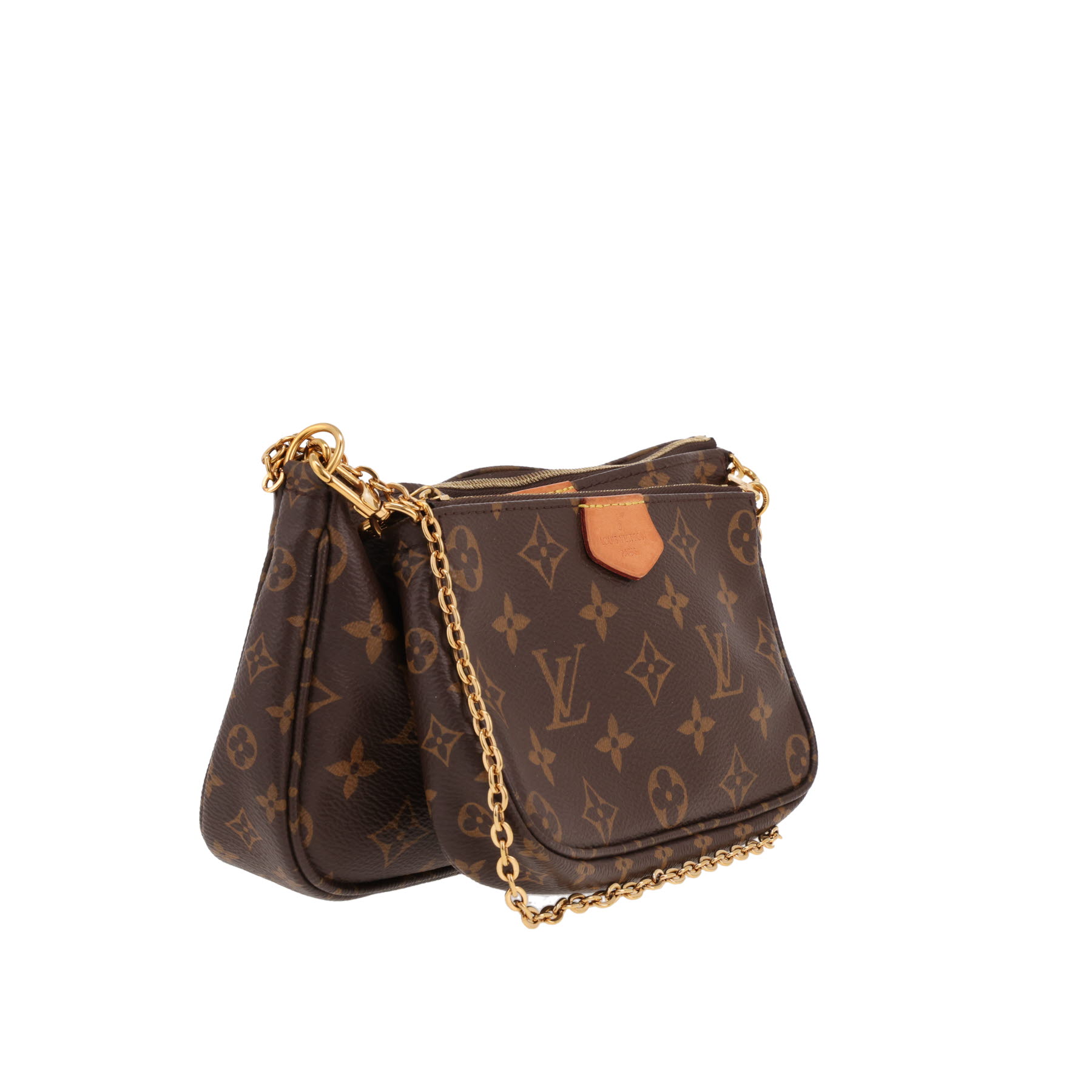 Sac bandoulière Louis Vuitton  Multi-Pochette Accessoires en toile monogram marron et cuir naturel
