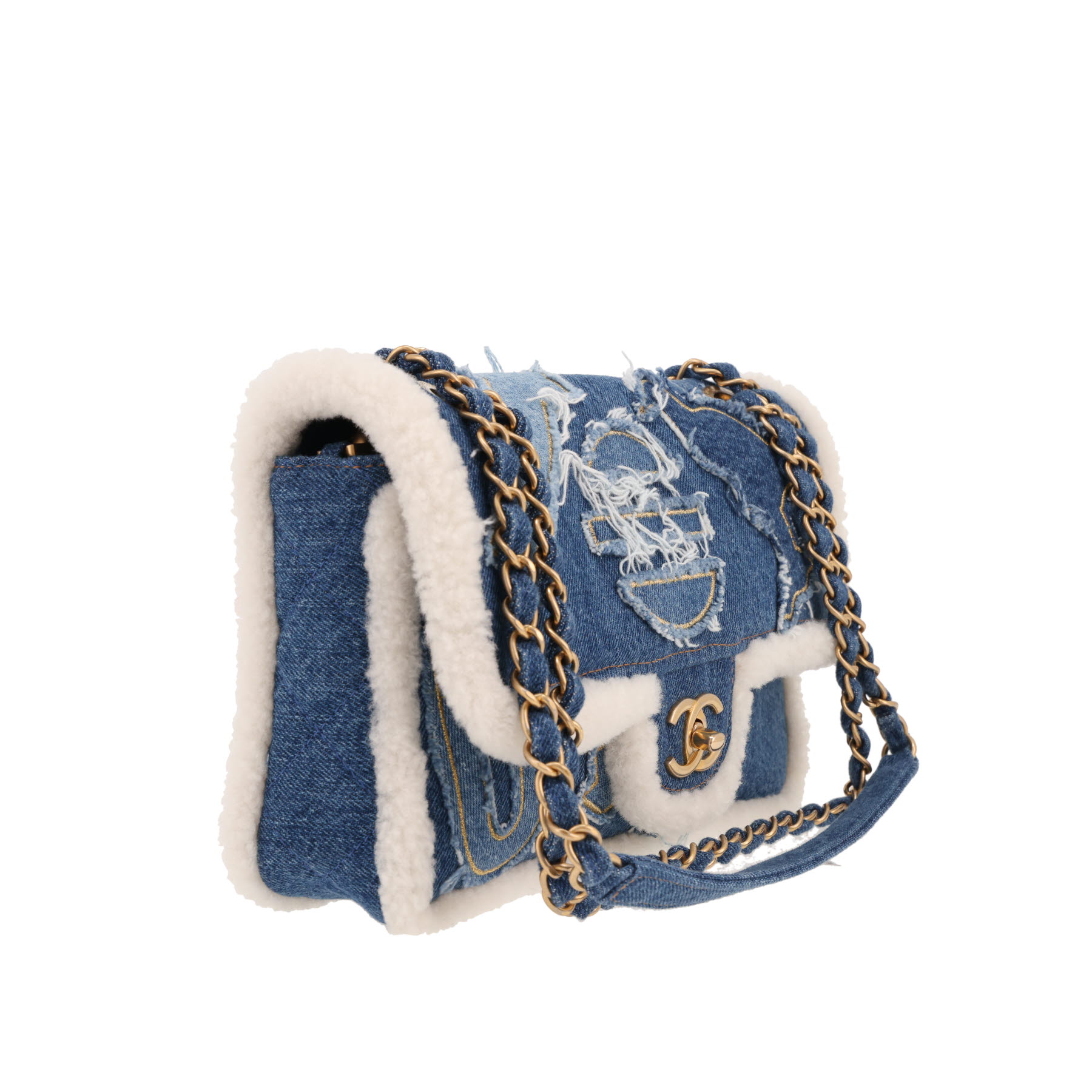 Chanel  Timeless handbag  in blue denim canvas  and sheepskin