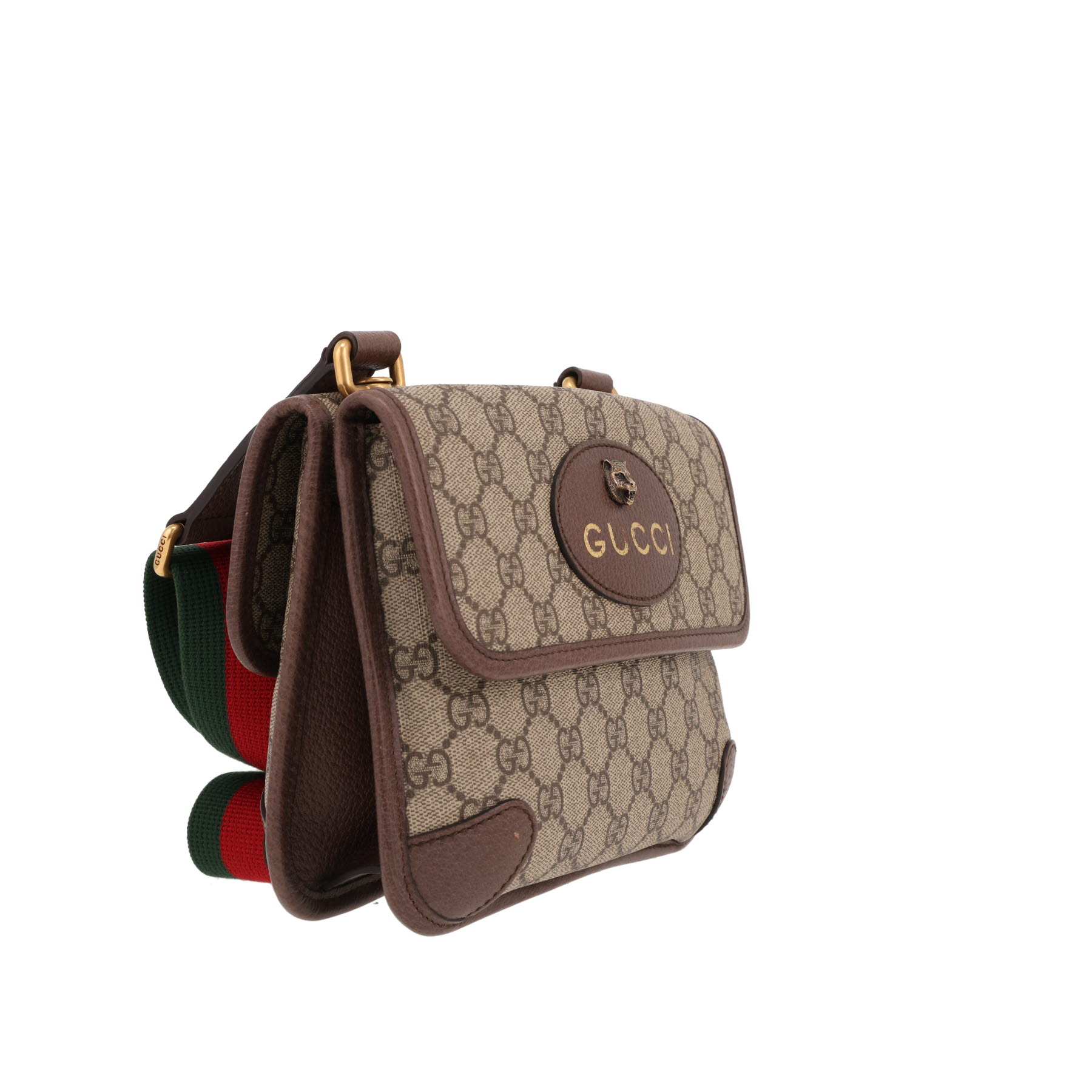 Sac bandoulière Gucci  Suprême GG en toile beige et cuir marron