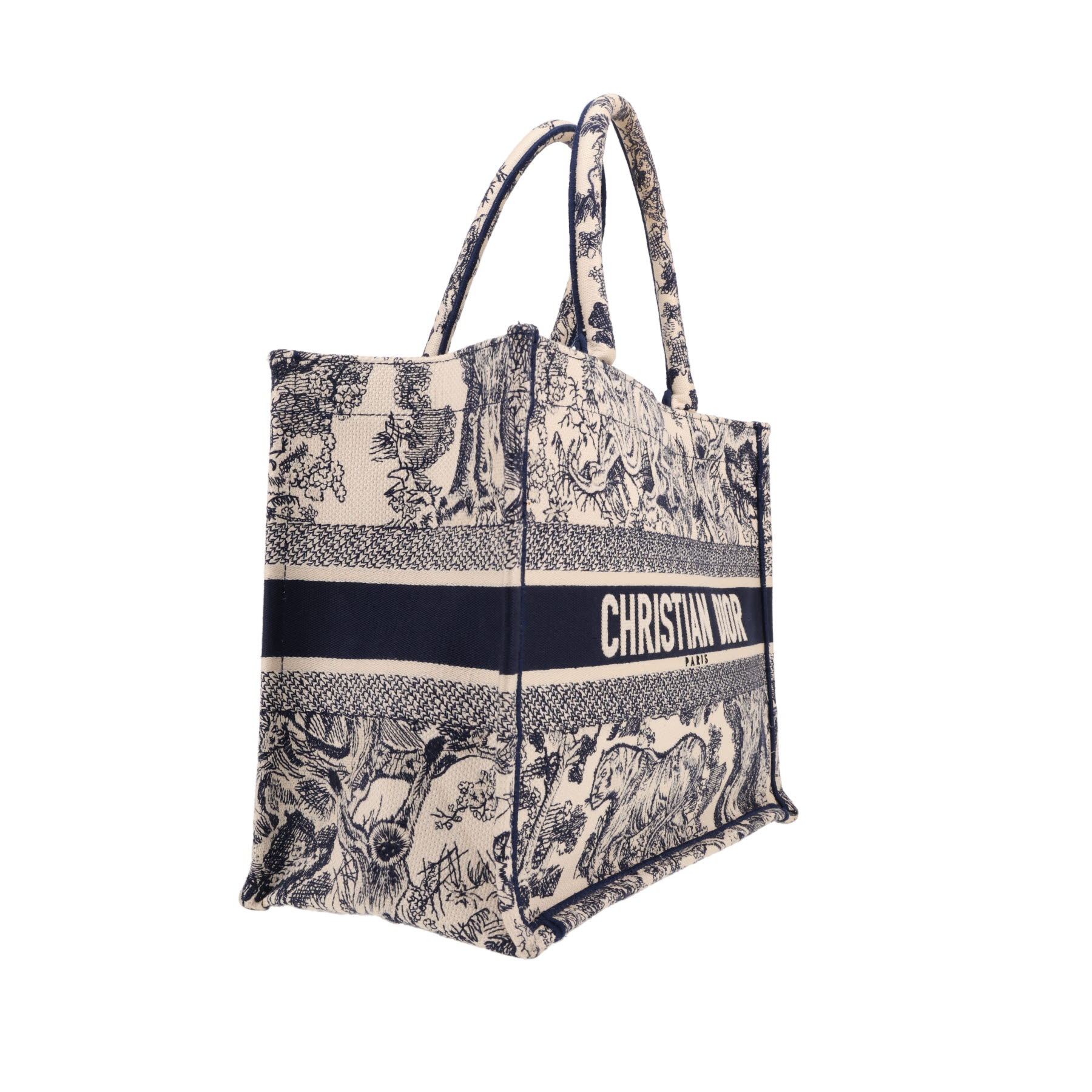 Bolso Cabás Dior  Book Tote modelo mediano  en lona azul y blanca