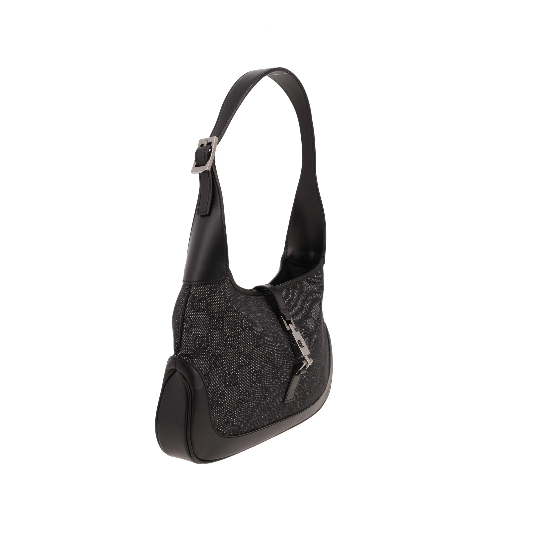 Sac à main Gucci  Jackie en toile sûpreme GG noire et cuir noir