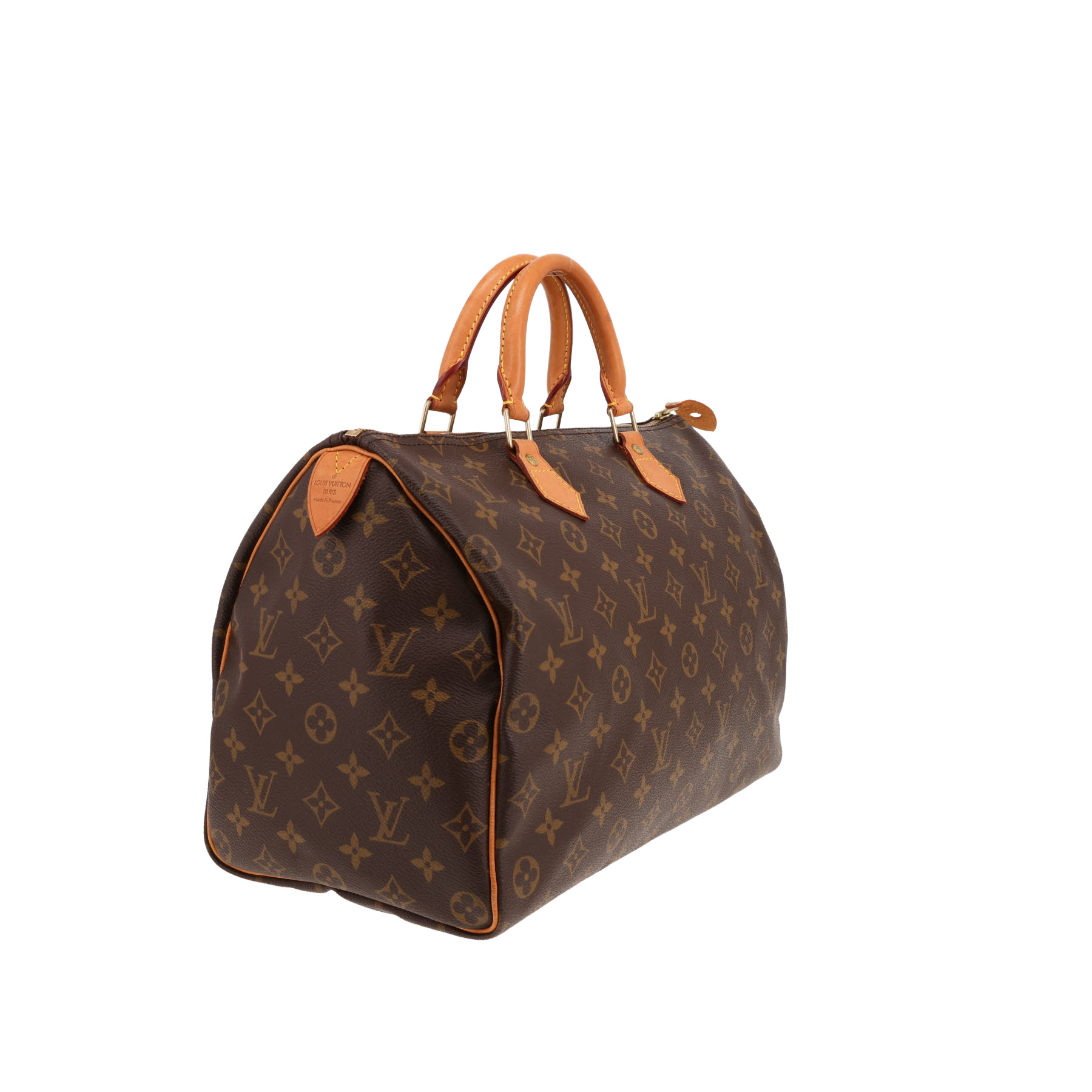 Sac à main Louis Vuitton  Speedy 35 en toile monogram marron et cuir naturel