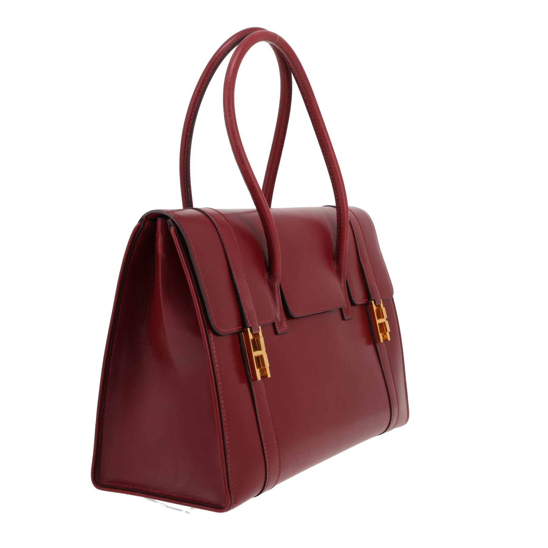 Bolso de mano Hermès «Drag» de piel roja tipo «box» H