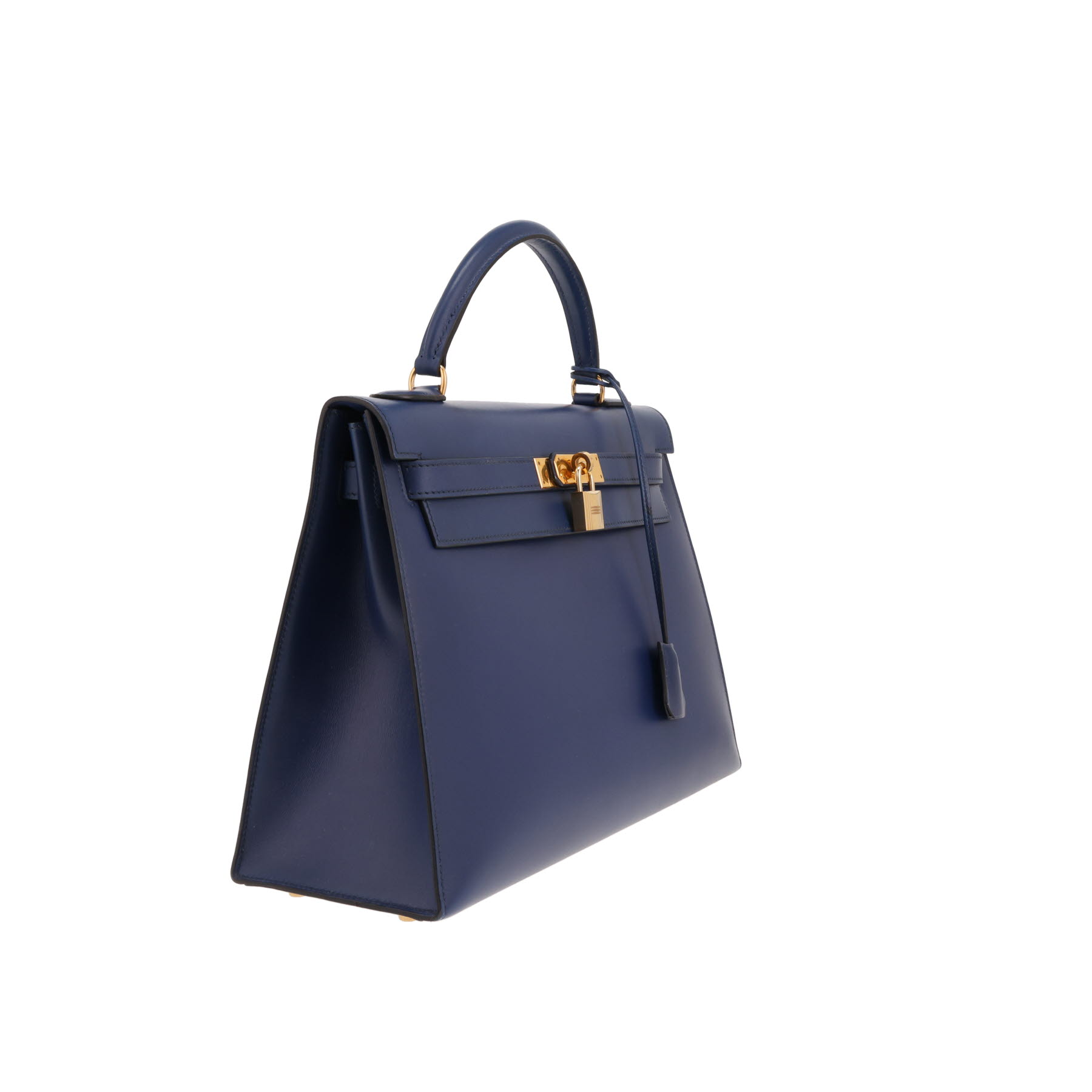 Bolso Hermès Kelly de 32 cm en piel «box» Bleu Saphir
