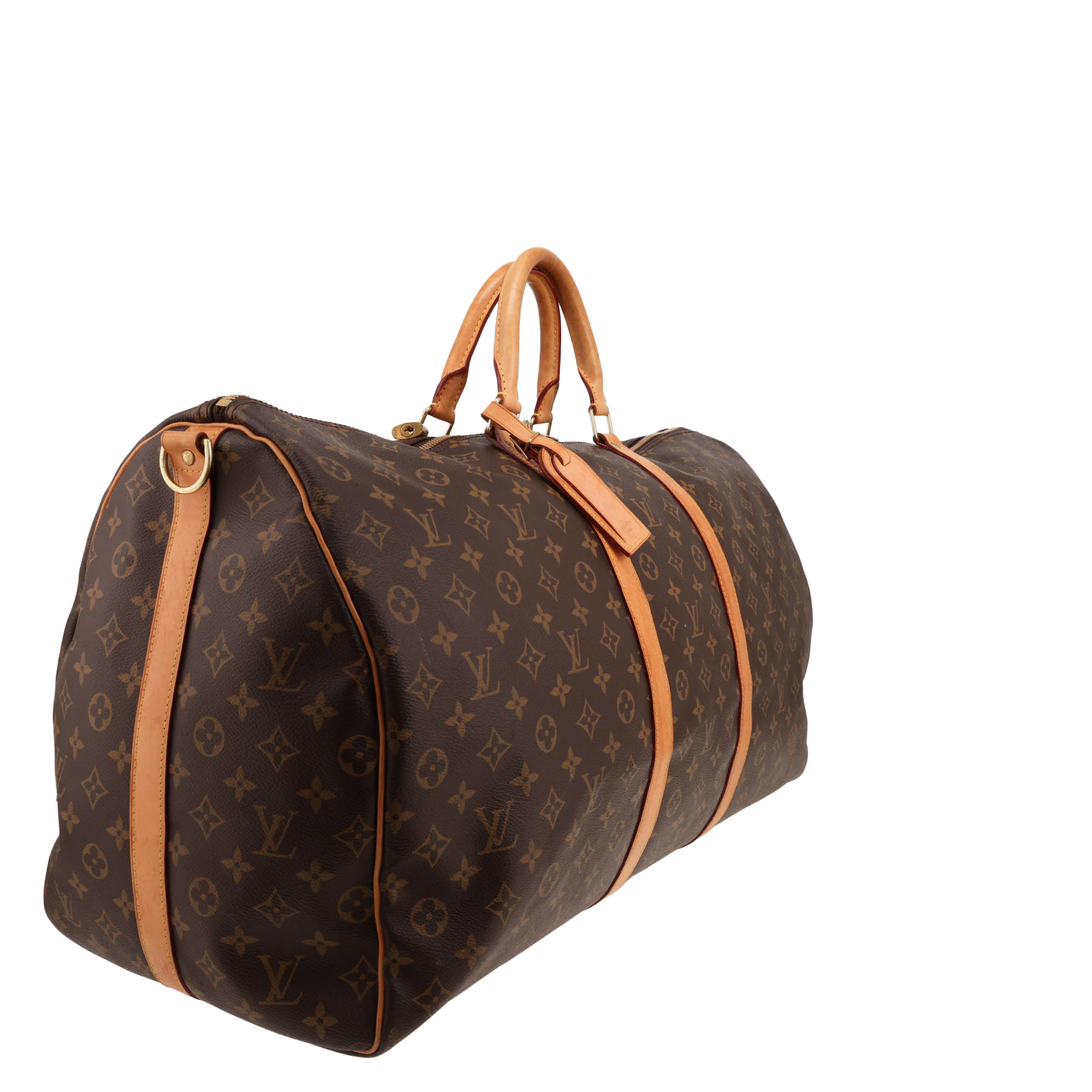 Louis Vuitton  Keepall 60 travel bag  in brown monogram canvas  and natural leather