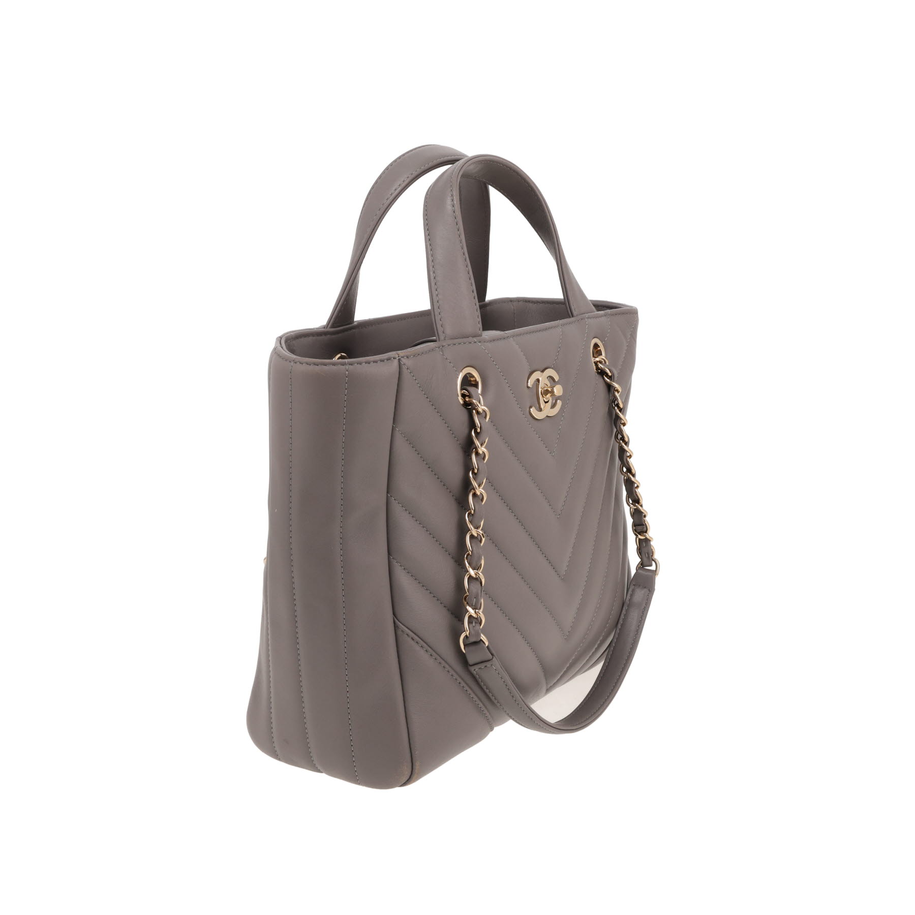 Chanel  Statement Tote small model  handbag  in grey chevron quilted leather