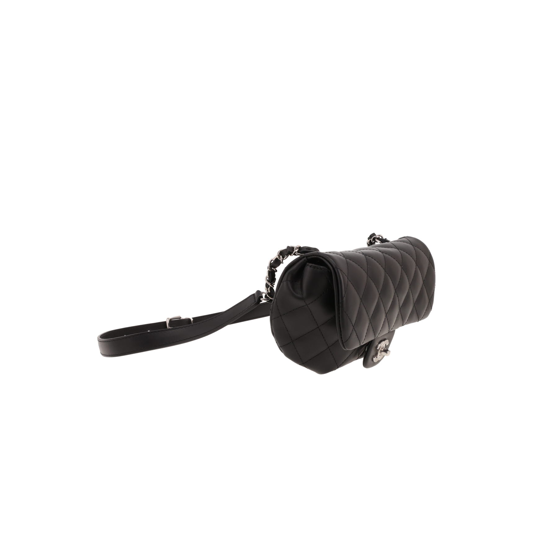 Bolsito-cinturón Chanel   en cuero acolchado negro