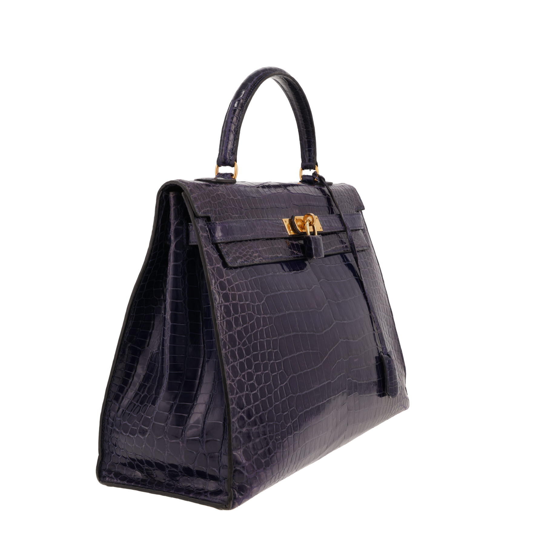 Hermès  Kelly 35 cm handbag  in blue porosus crocodile