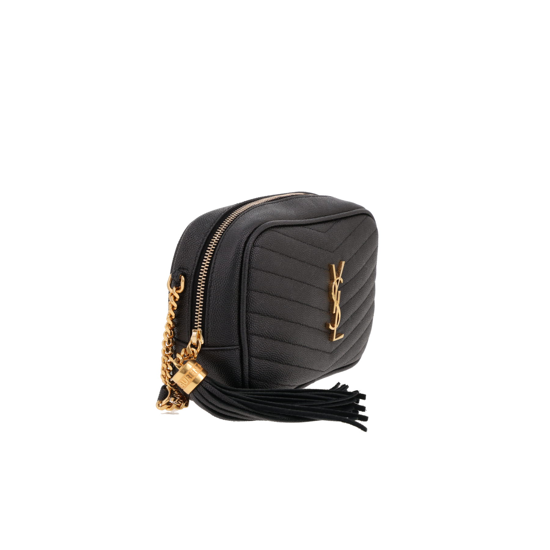 Sac bandoulière Saint Laurent  Mini Lou en cuir grainé noir
