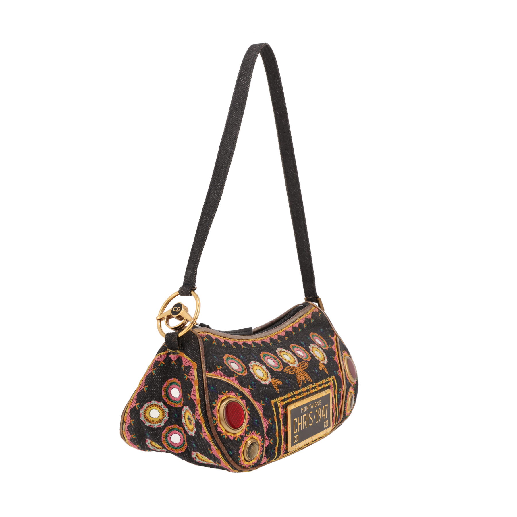 Sac porté épaule Dior  Cadillac en toile denim grise