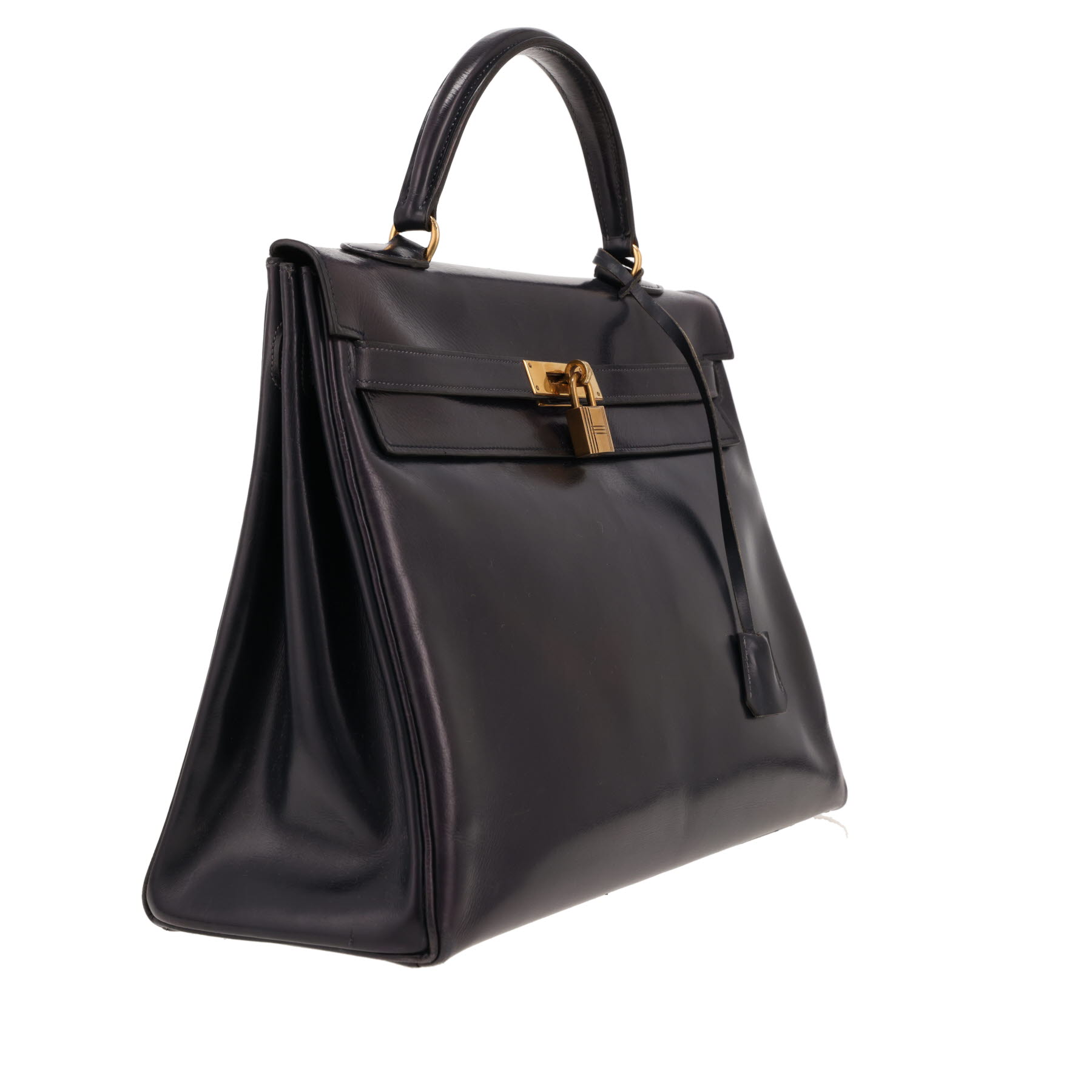 Bolso de mano Hermès  Kelly 35 cm en cuero box azul marino