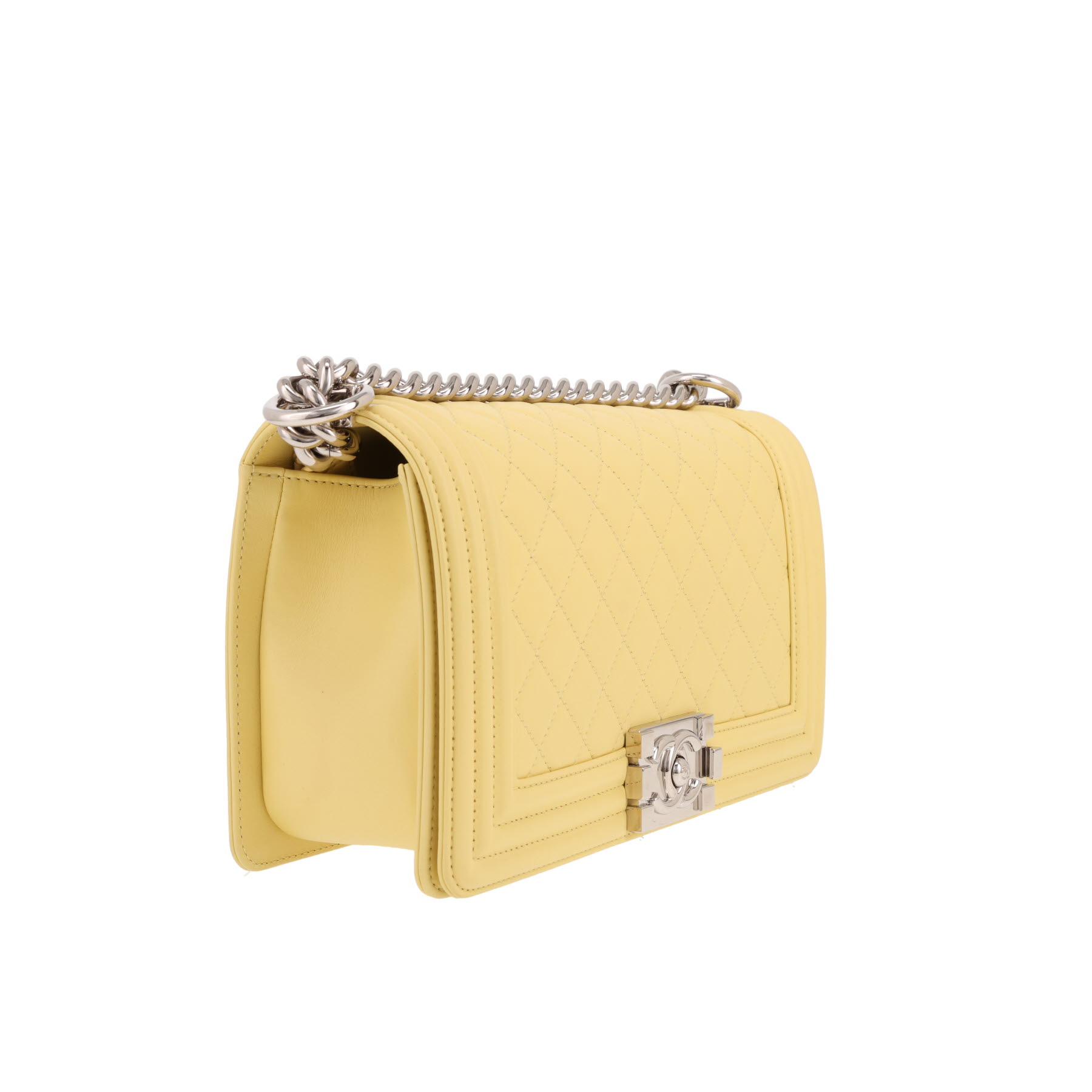 Sac à main Chanel  Boy en cuir matelassé jaune