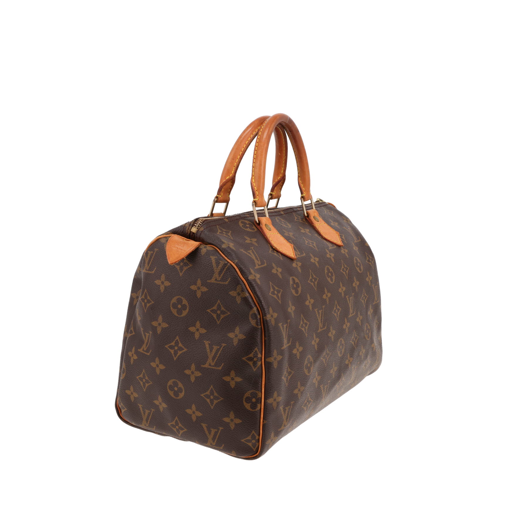 Sac à main Louis Vuitton  Speedy 30 en toile monogram marron et cuir naturel