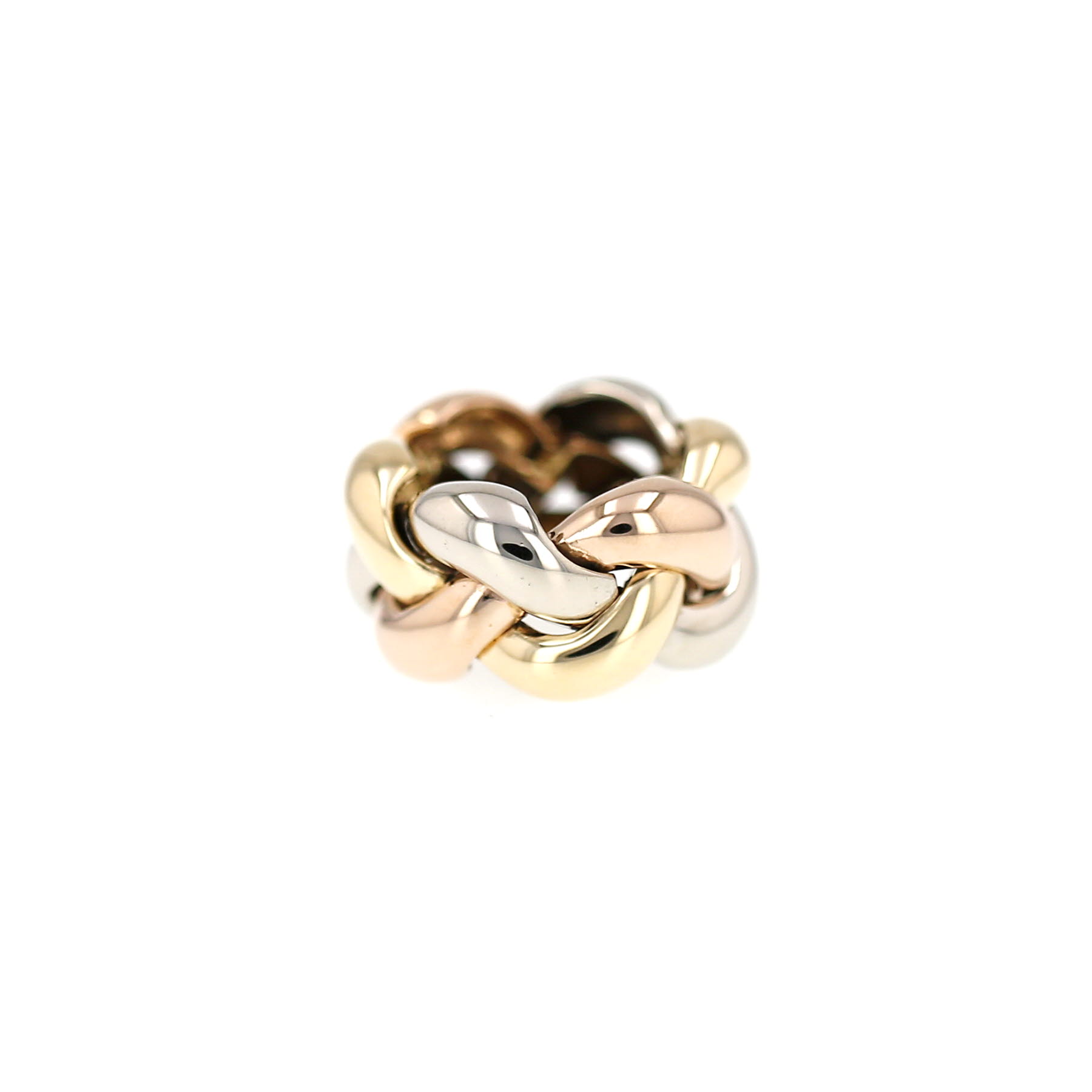 Bague semi-articulée Poiray Tresse en or jaune, or rose et or blanc