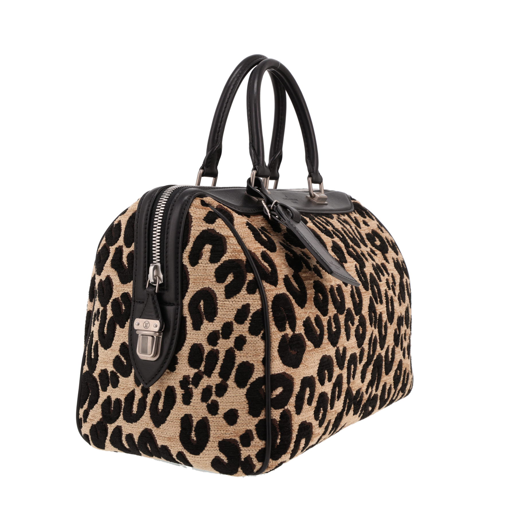 Sac à main Louis Vuitton  Speedy éditions limitées en velours beige et noir