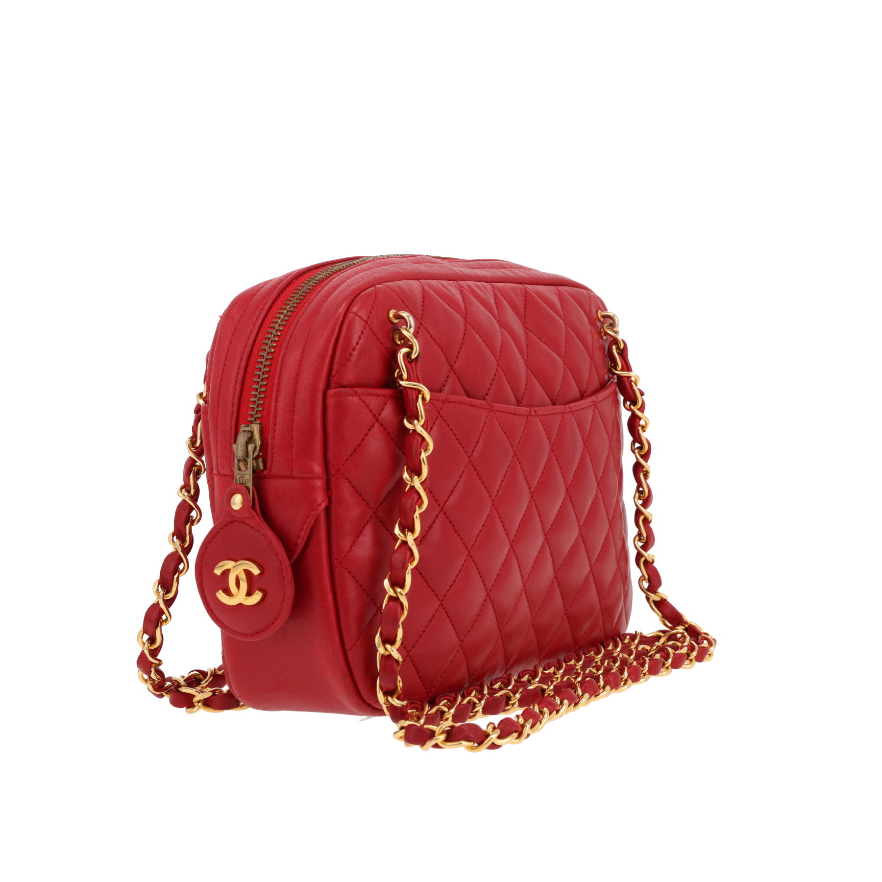 Bolso de mano Chanel  Camera en cuero acolchado rojo