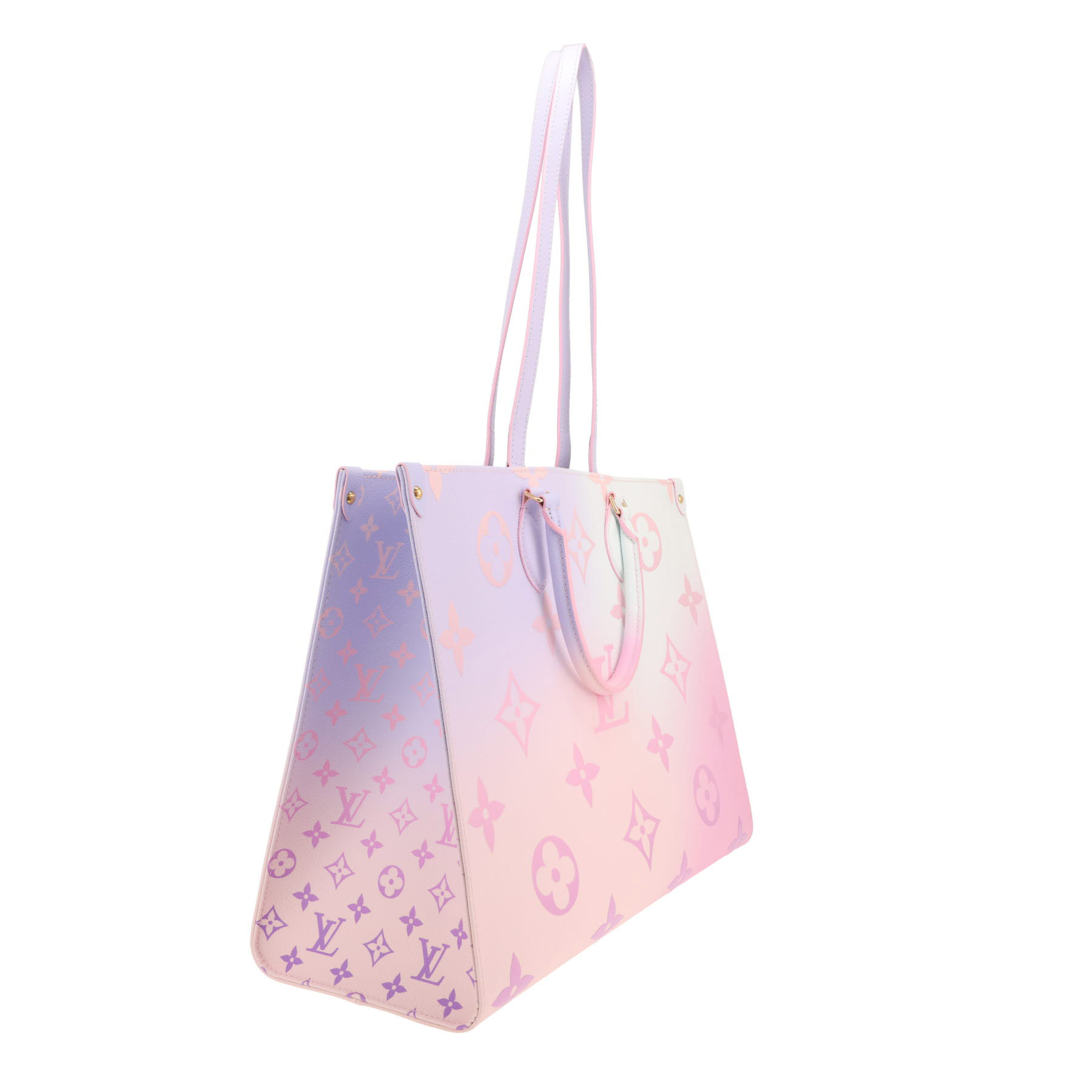 Sac cabas Louis Vuitton  Onthego en toile monogram multicolore rose violette et blanche