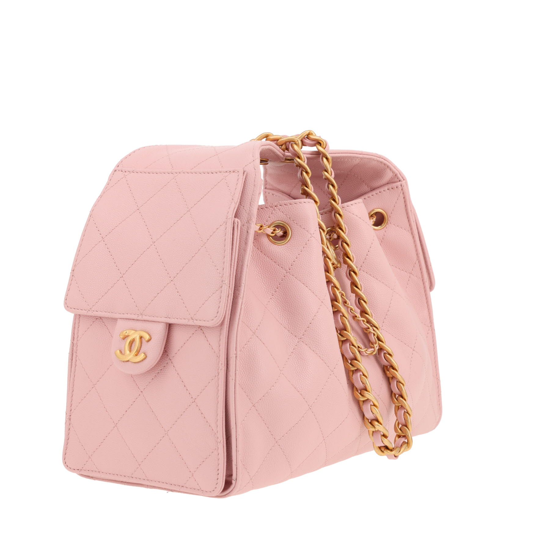 Chanel  25 shoulder bag  in pink quilted grained leather