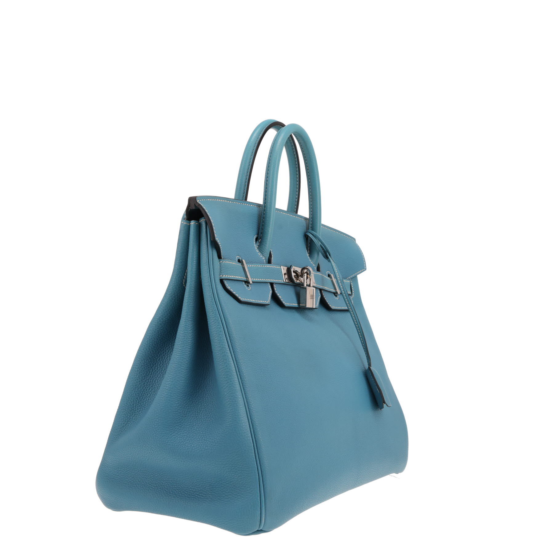 Hermès ‘Haut à Courroies’ handbag, 32 cm, in Bleu Jean Togo leather