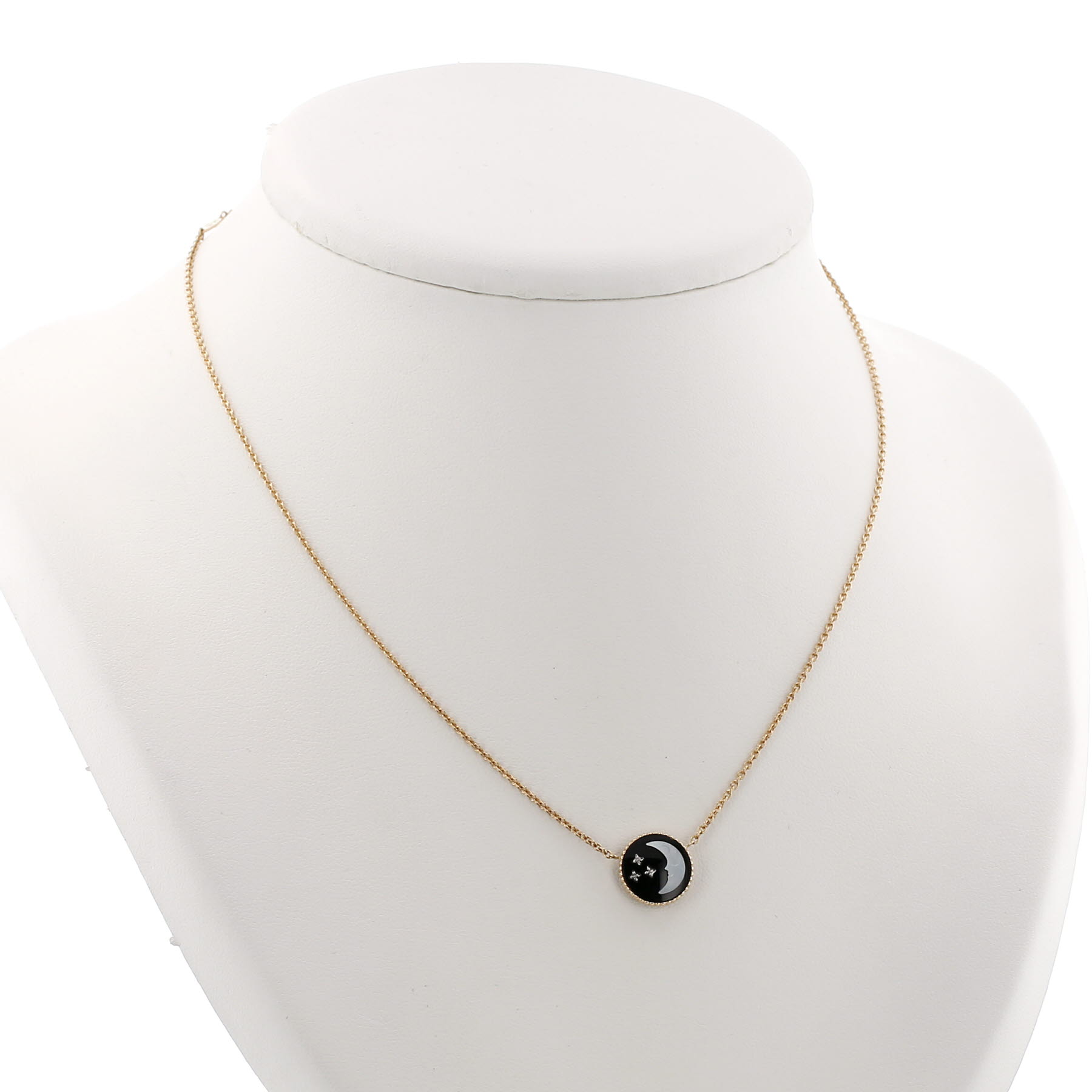 Collier Dior Rose Céleste en or jaune, nacre, onyx et diamant