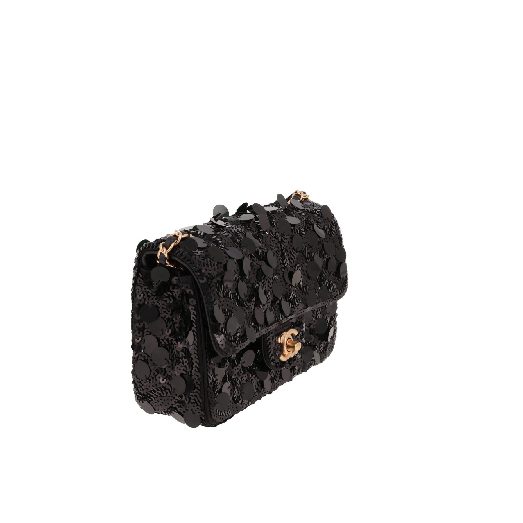 Chanel  Mini Timeless shoulder bag  paillette  and black satin
