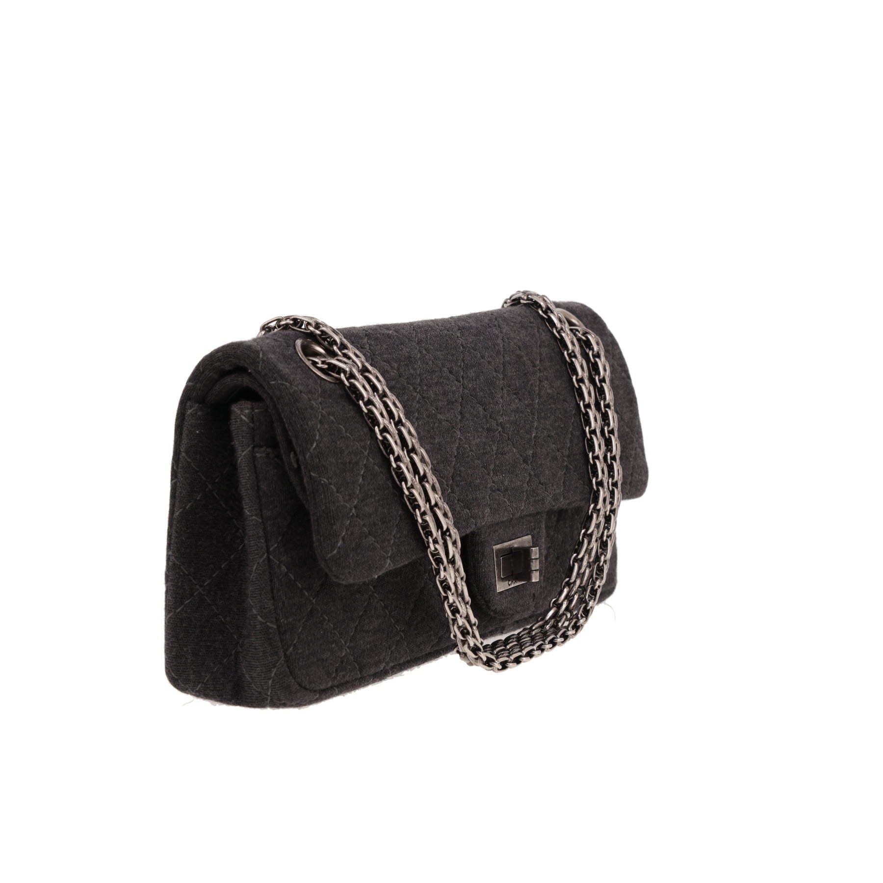 Sac à main Chanel  Chanel 2.55 Baguette petit modèle  en jersey gris