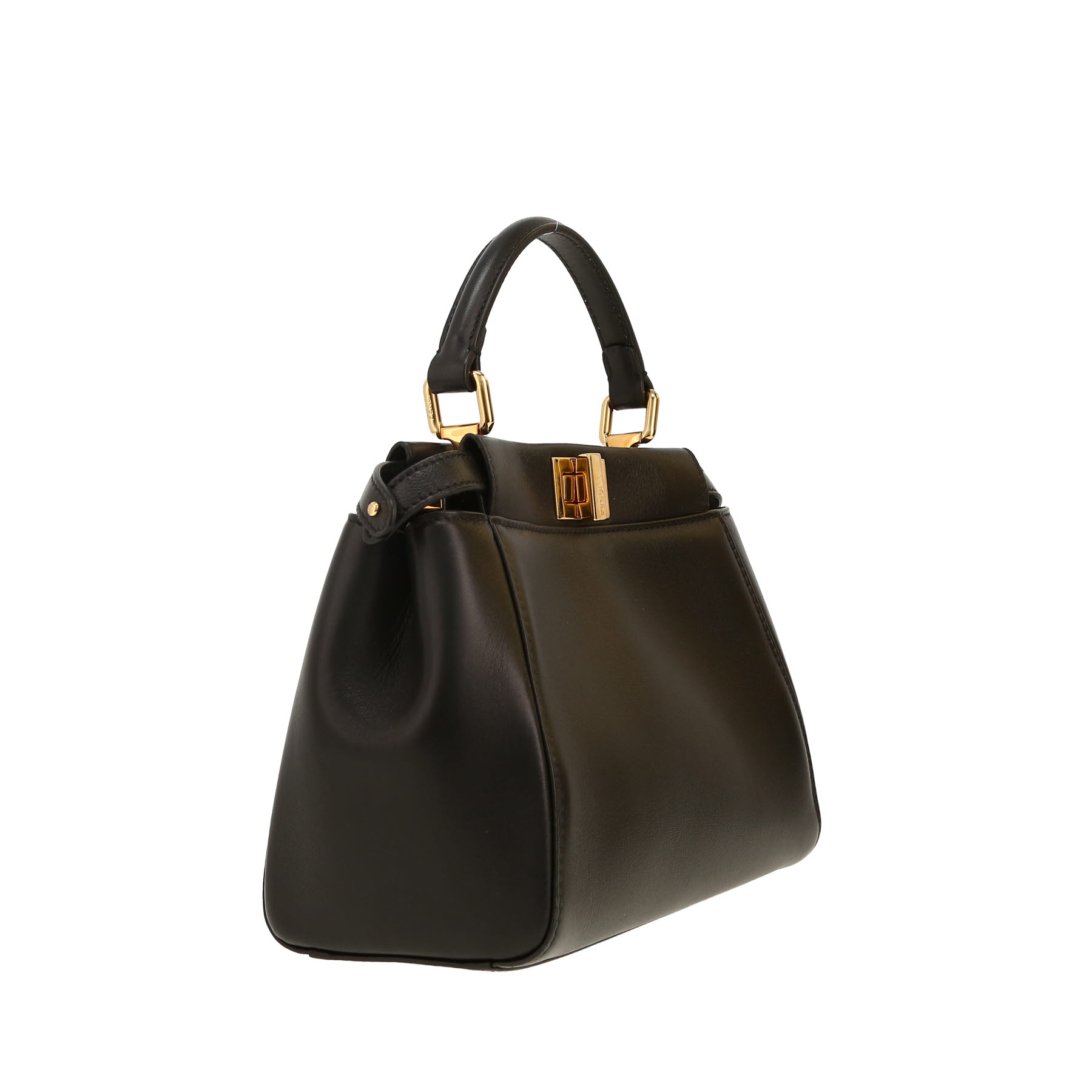 Bolso bandolera Fendi  Mini Peekaboo en lona y cuero negra y marrón