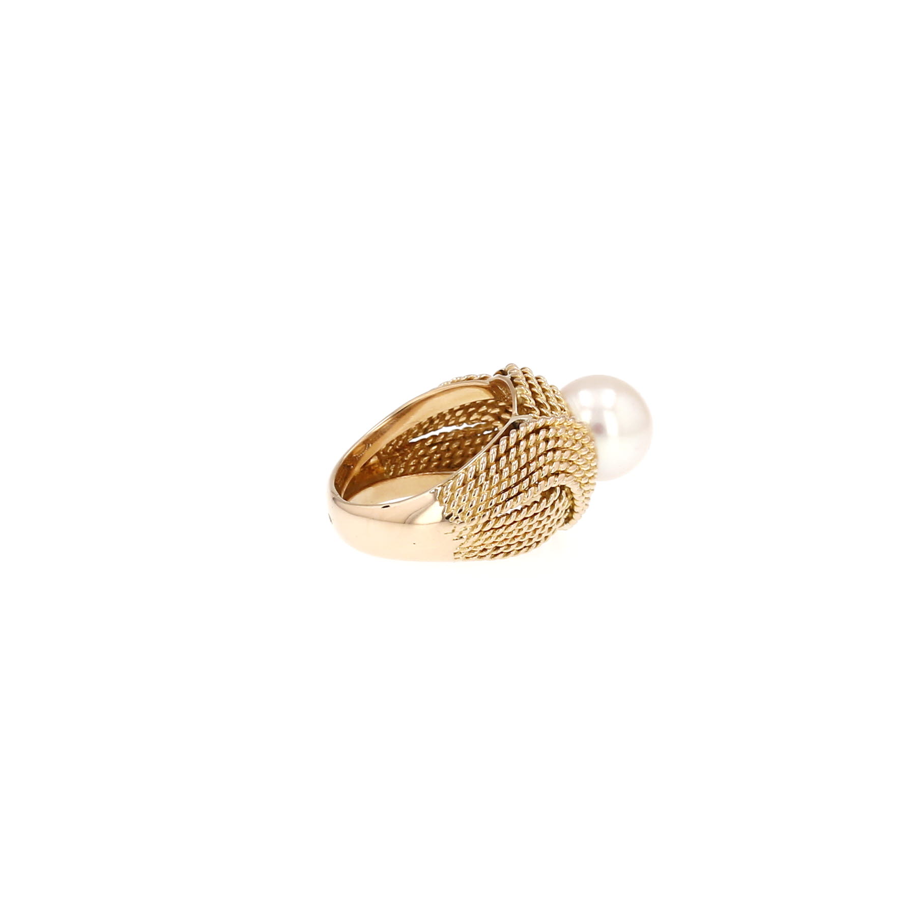 Anillo vintage de oro amarillo y perla de cultivo