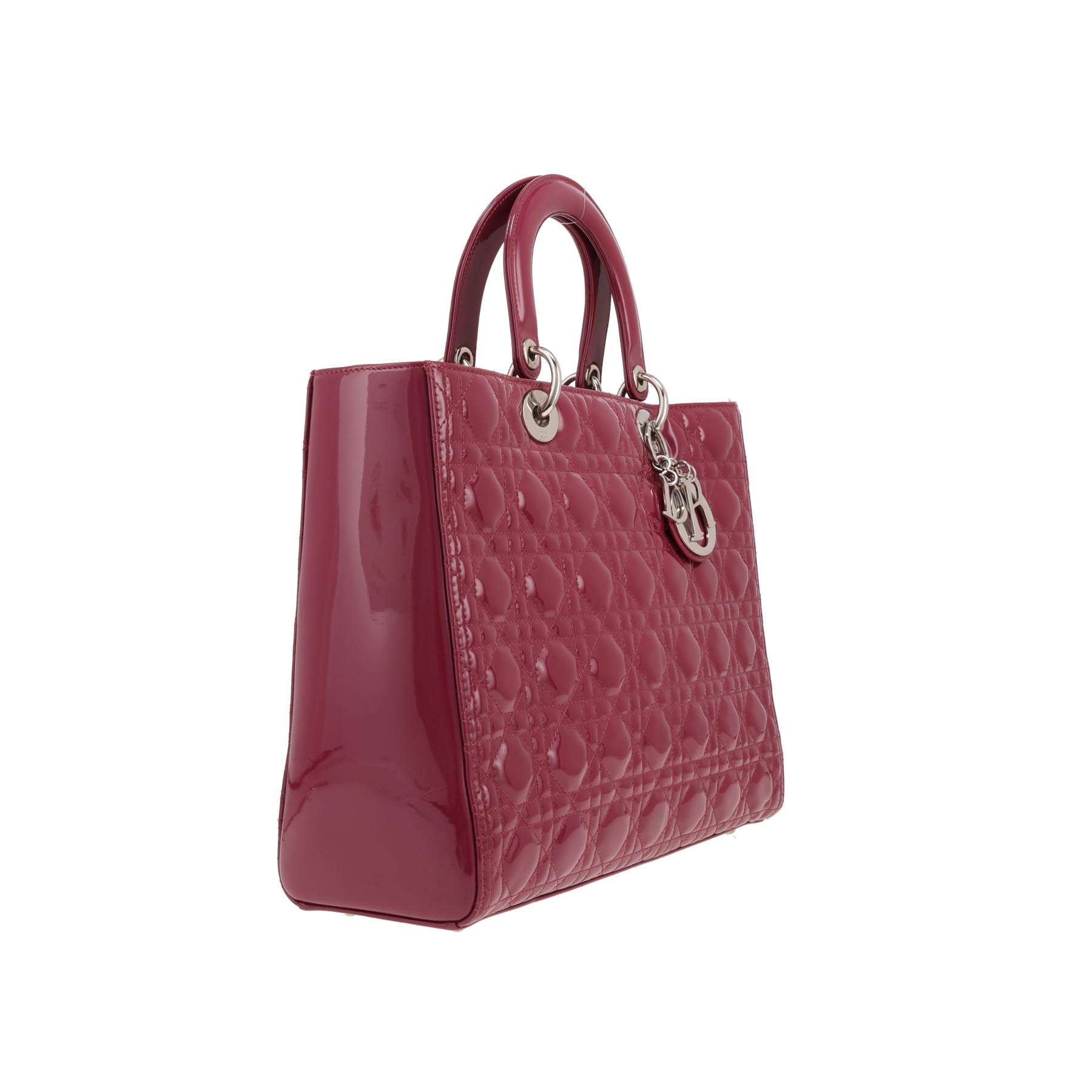 Dior  Lady Dior handbag  in pink Cassis patent leather