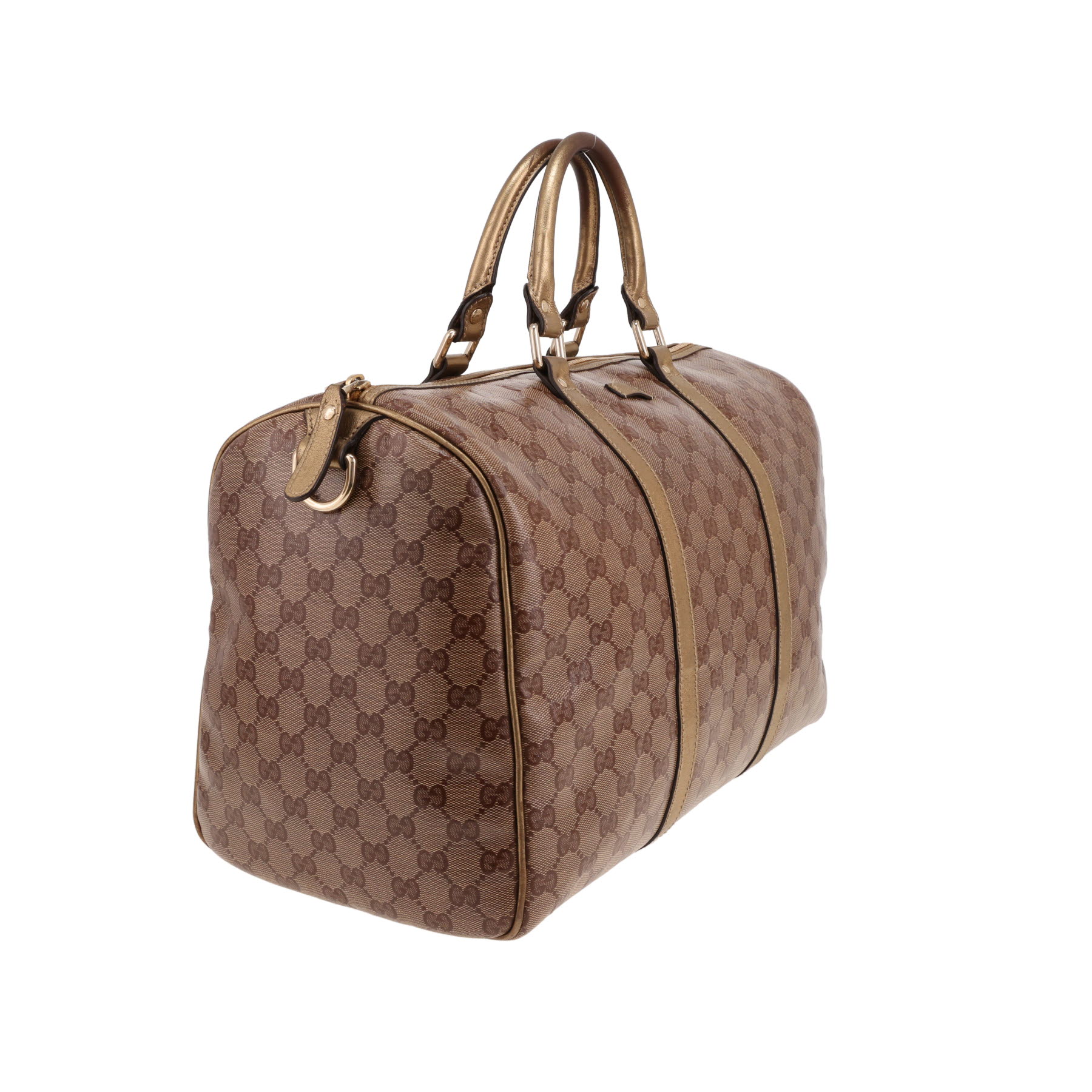 Gucci  Boston handbag  in beige monogram canvas  and gold leather
